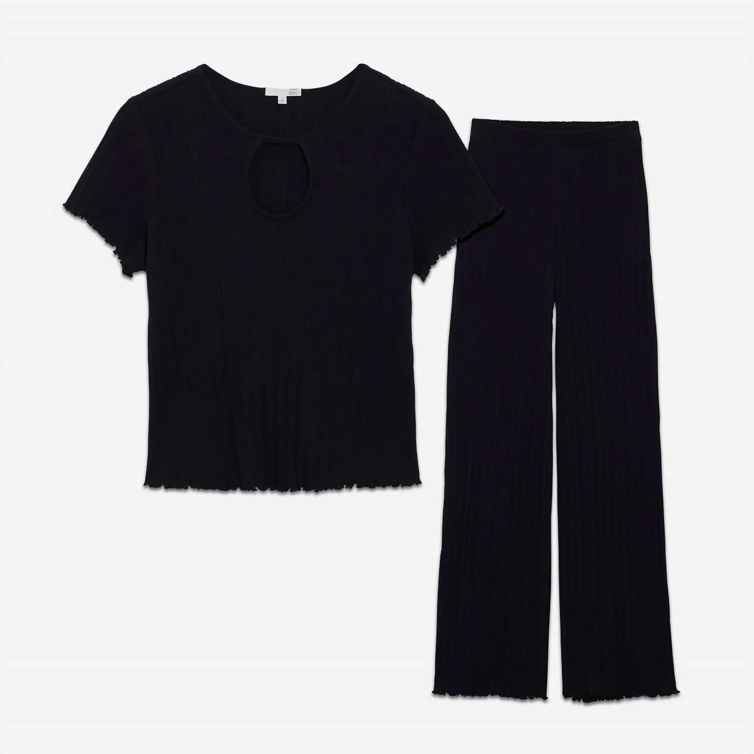 Ravena Pima Cotton Rib Lounge Set In Black