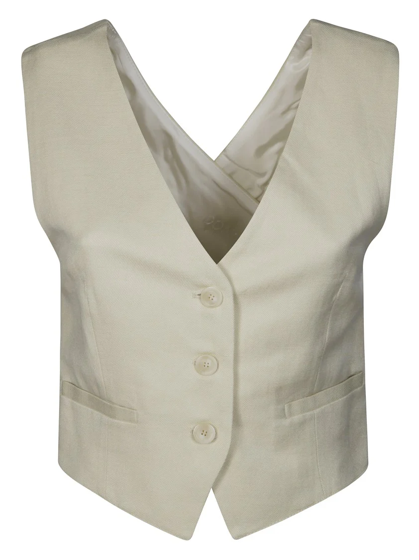 Deep V-Neck Gilet With Cross-Back Design