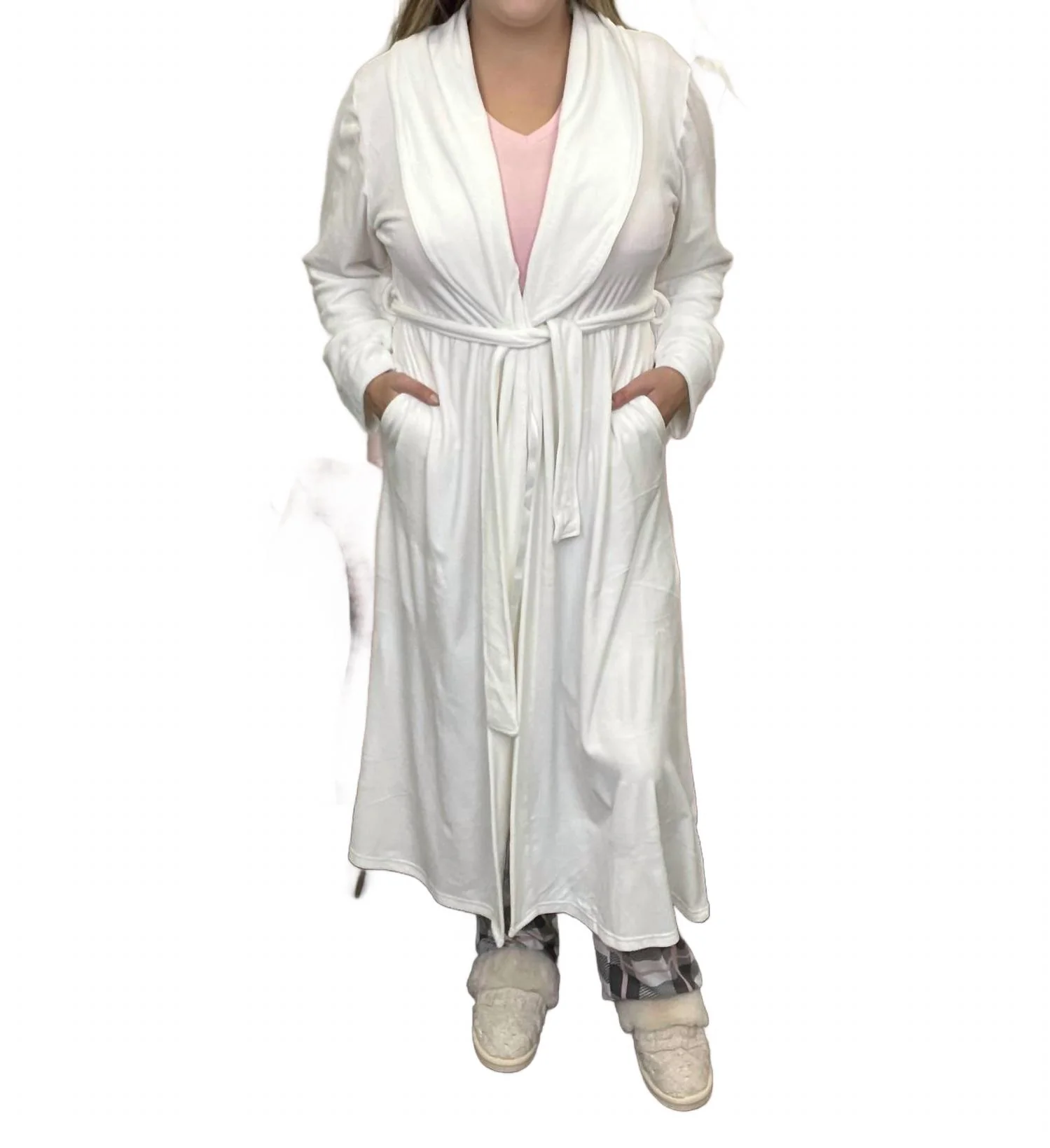Not Getting Out Classic Long Sleeve Robe In White