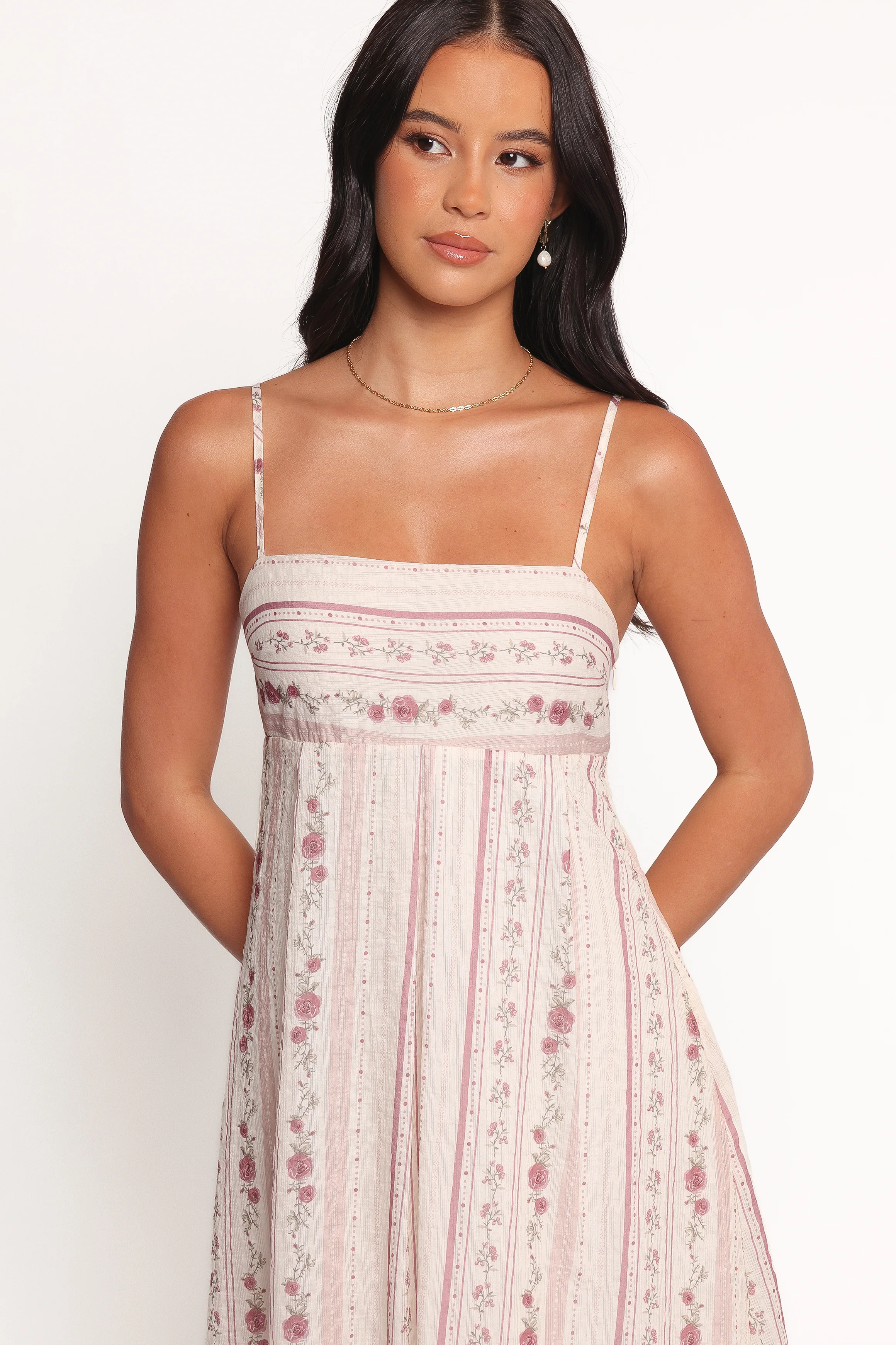 Amaris Maxi Dress - Ivory Mauve Floral