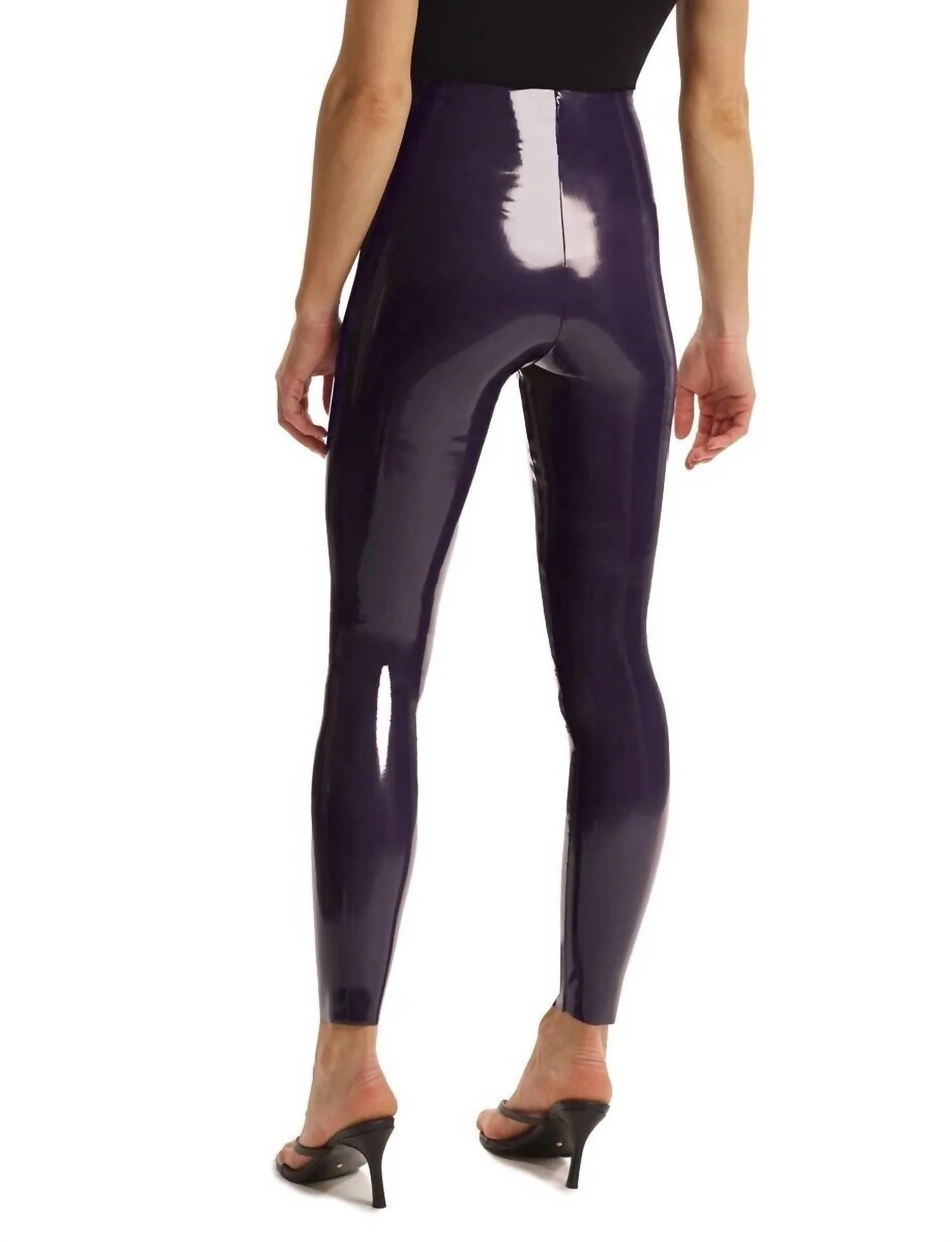 Faux Patent Leather Legging In Aubergine