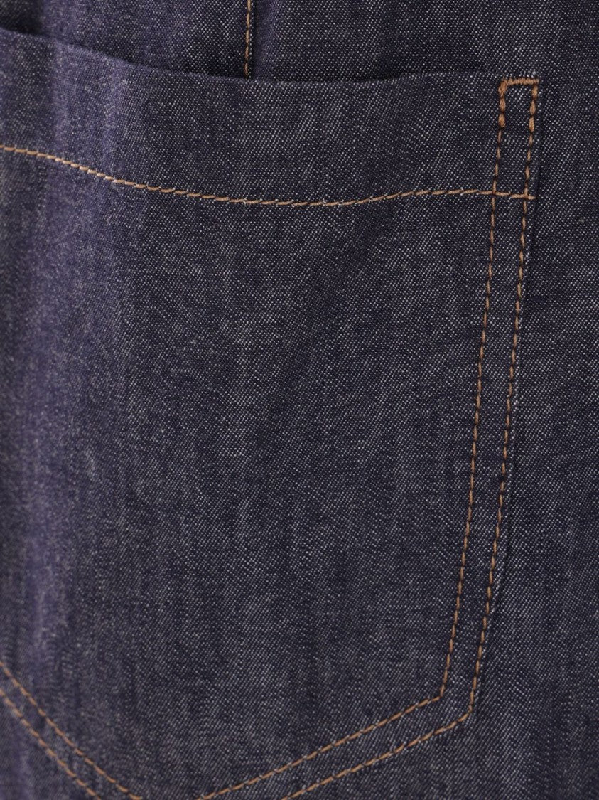 Straight Leg Trousers With Contrast Stitching