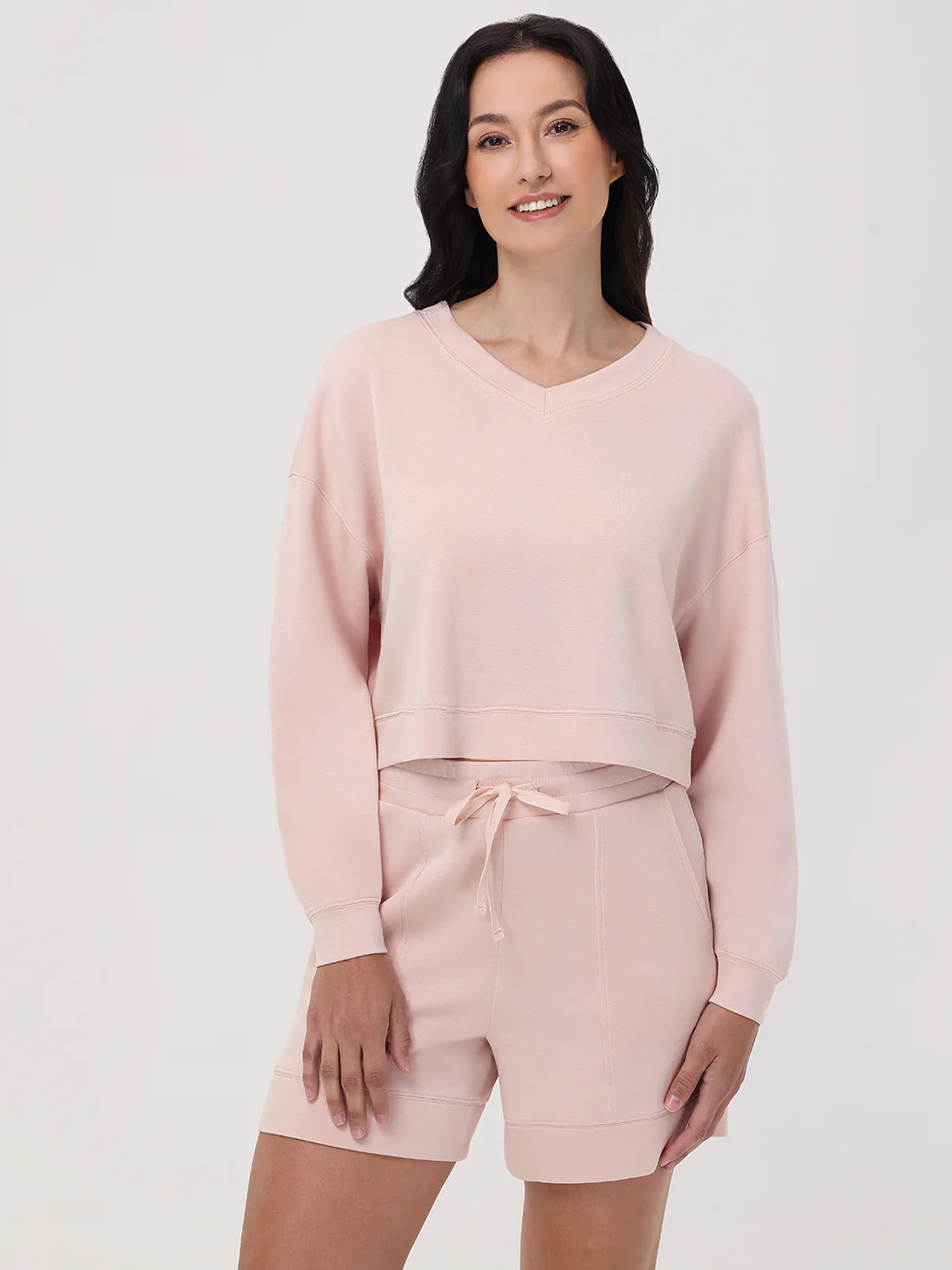 V-Neck Crop Sweatshirt