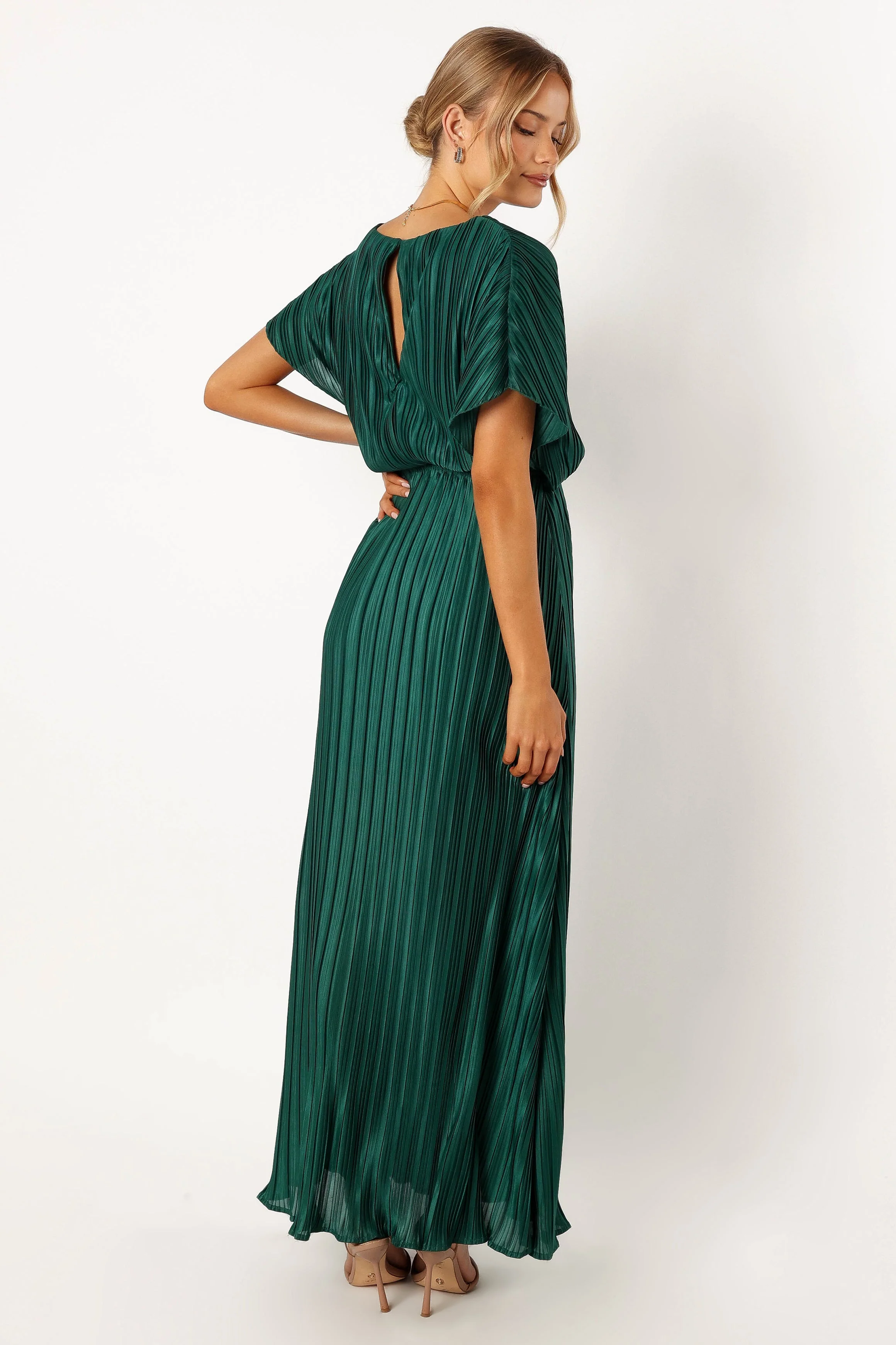Neville Pleated Maxi Dress - Teal Green