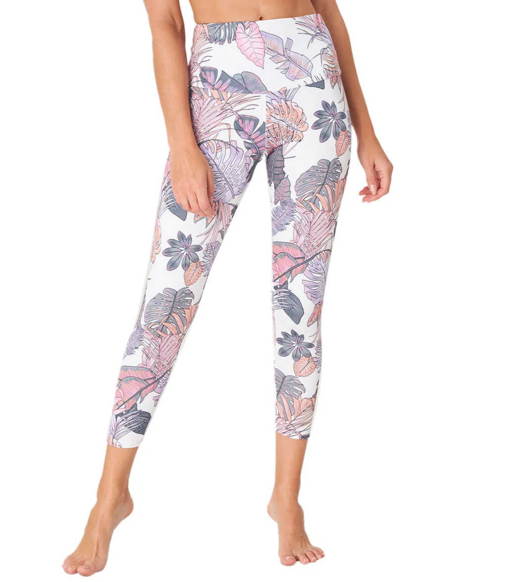 Onzie High Waisted Basic 7/8 Yoga Leggings Boho Botanical