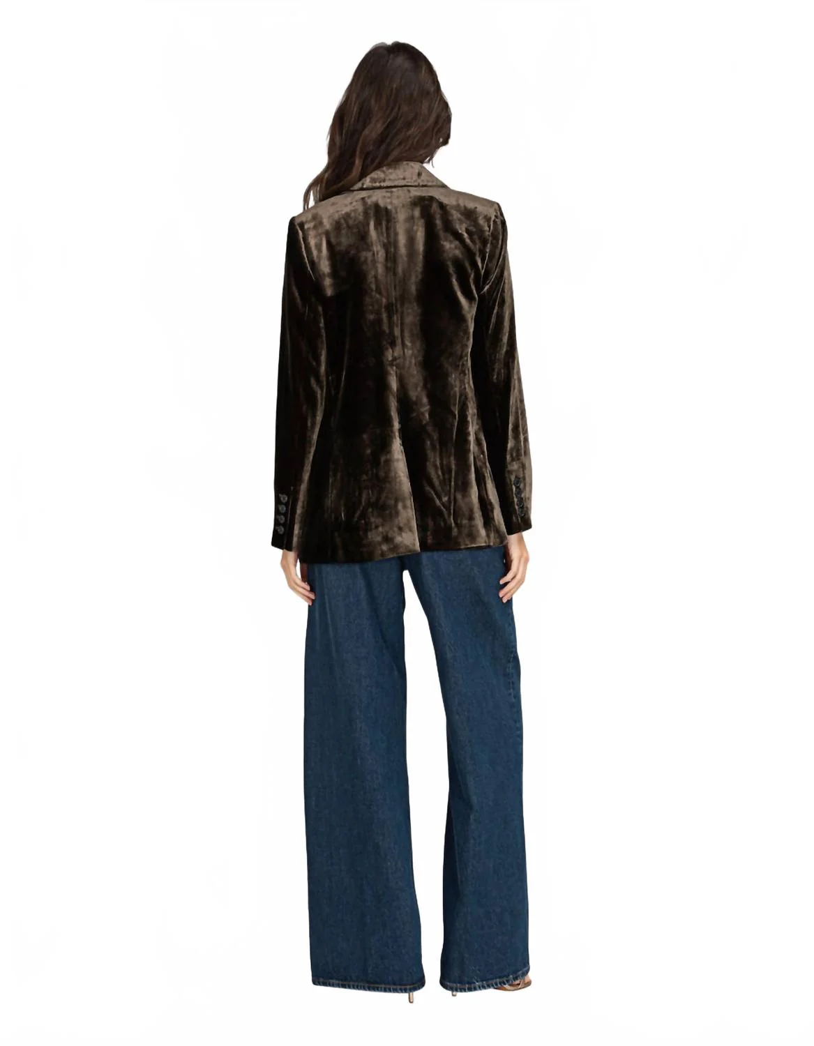 Slim Velvet Blazer In Espresso