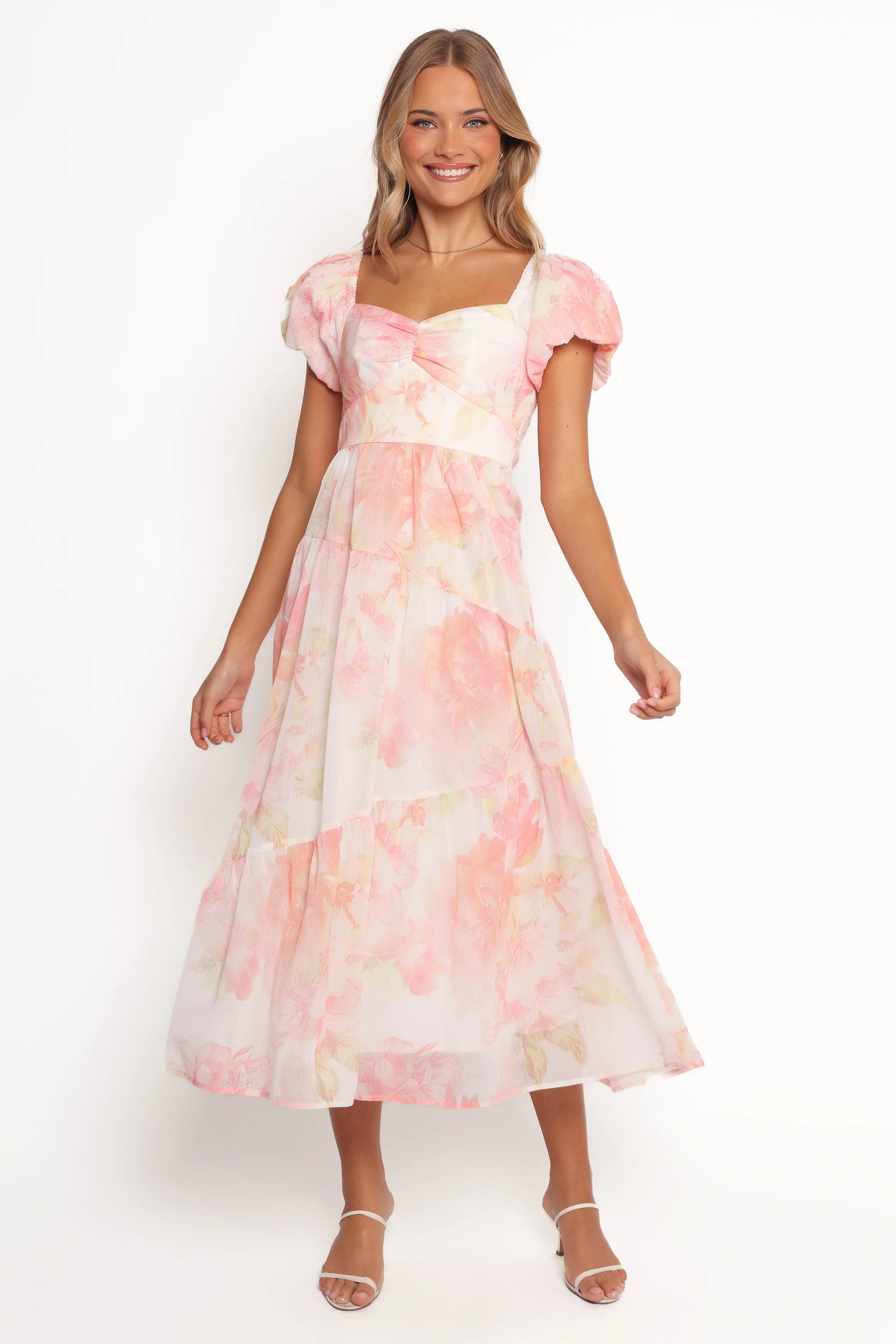 Lumis Midi Dress - Peach Floral