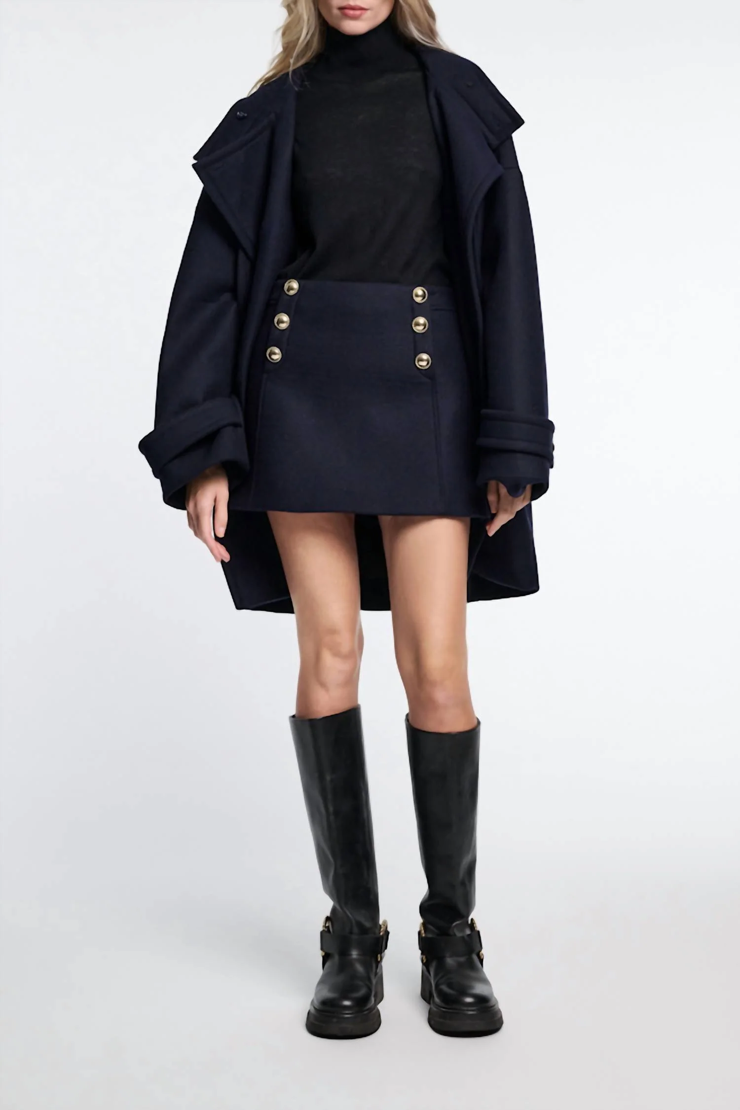 Modern Softness Mini Skirt In Dark Navy