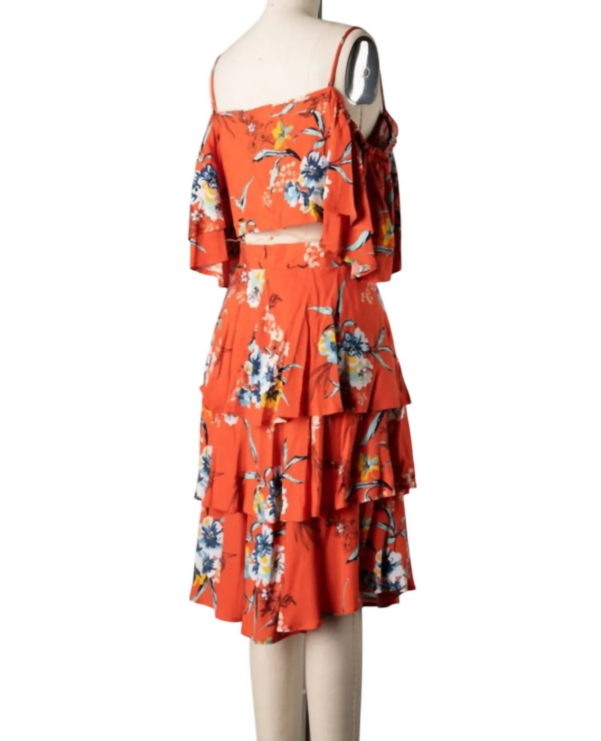 Top And Skirt Set In Orange Multi