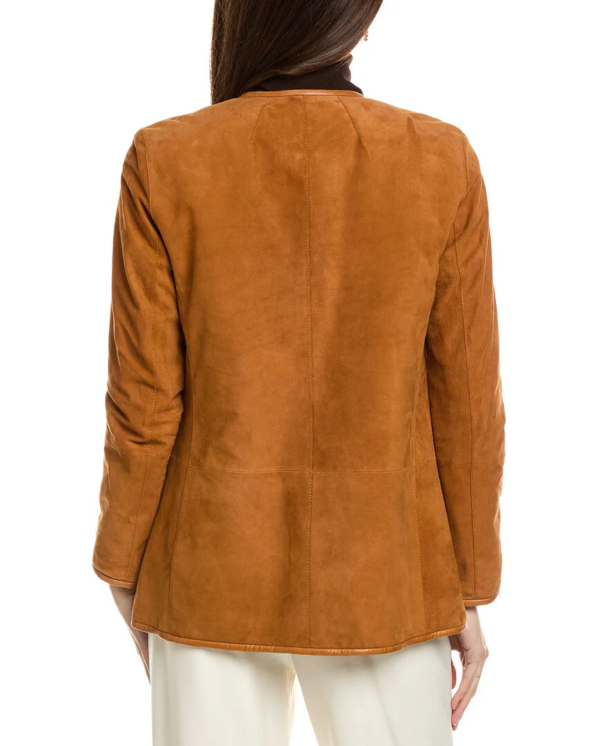 Lafayette 148 New York Suede Collarless Jacket