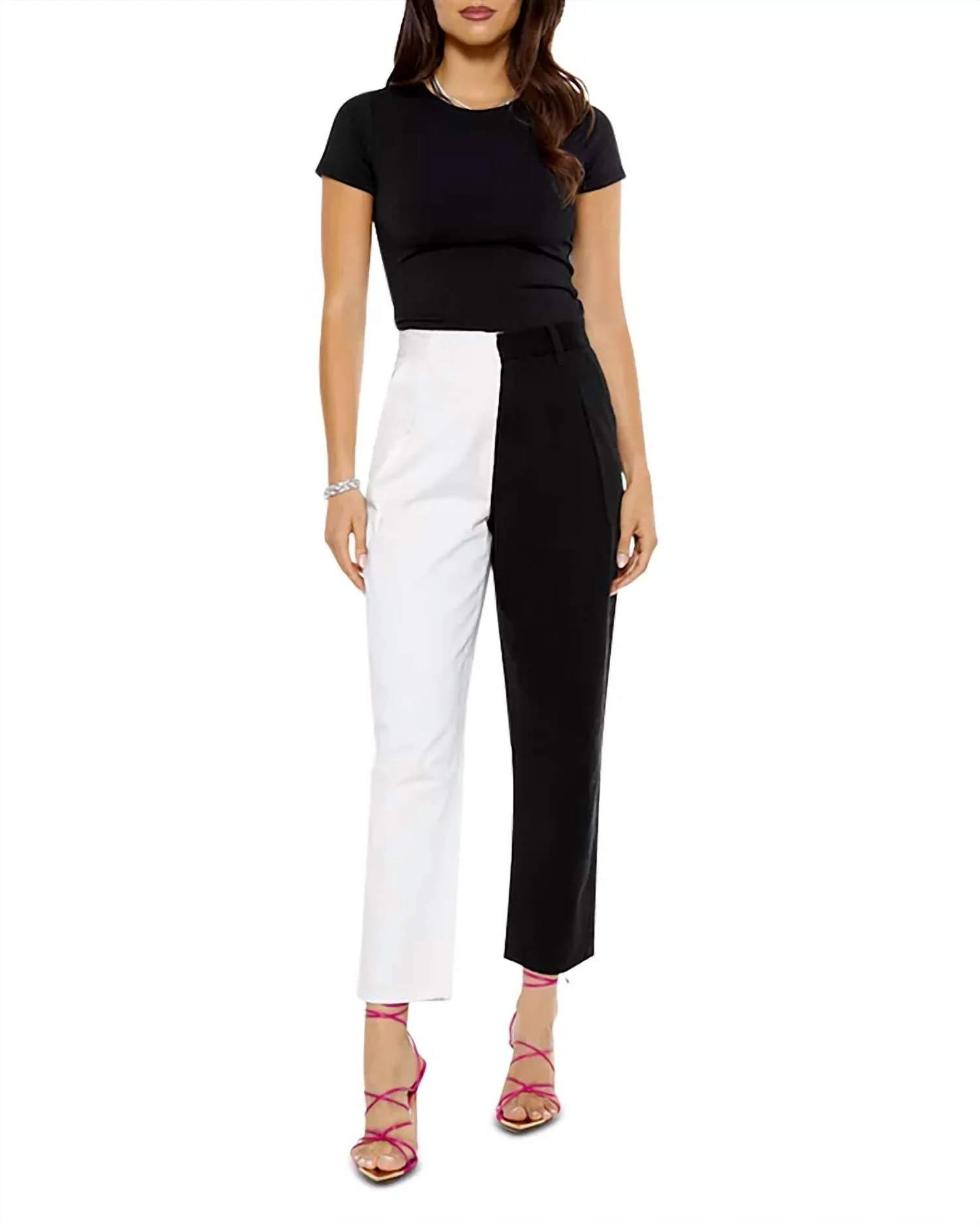 Happy Hour Color Blocked Pants In Black/white