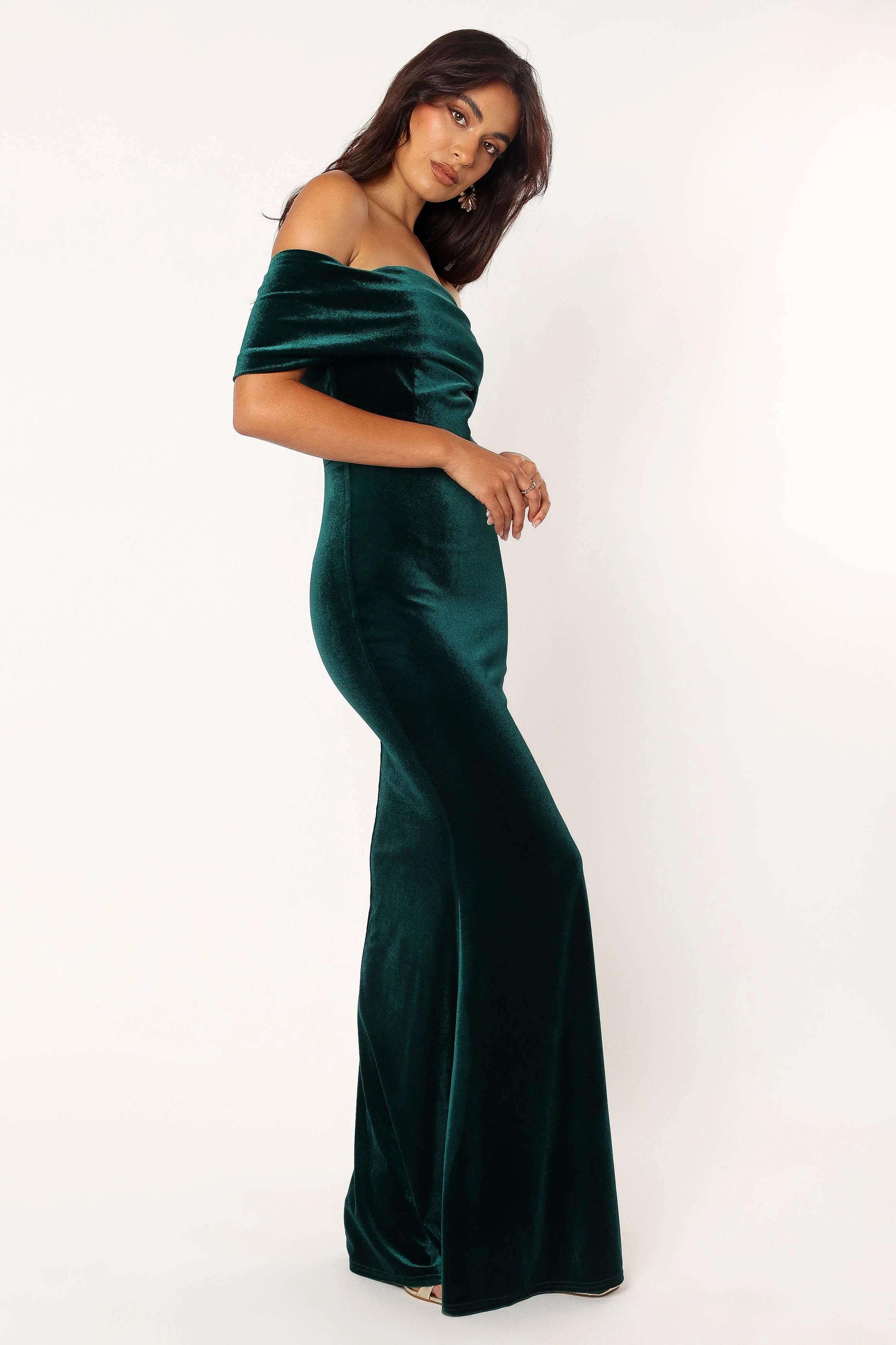 Adair Off Shoulder Maxi Dress - Emerald Green