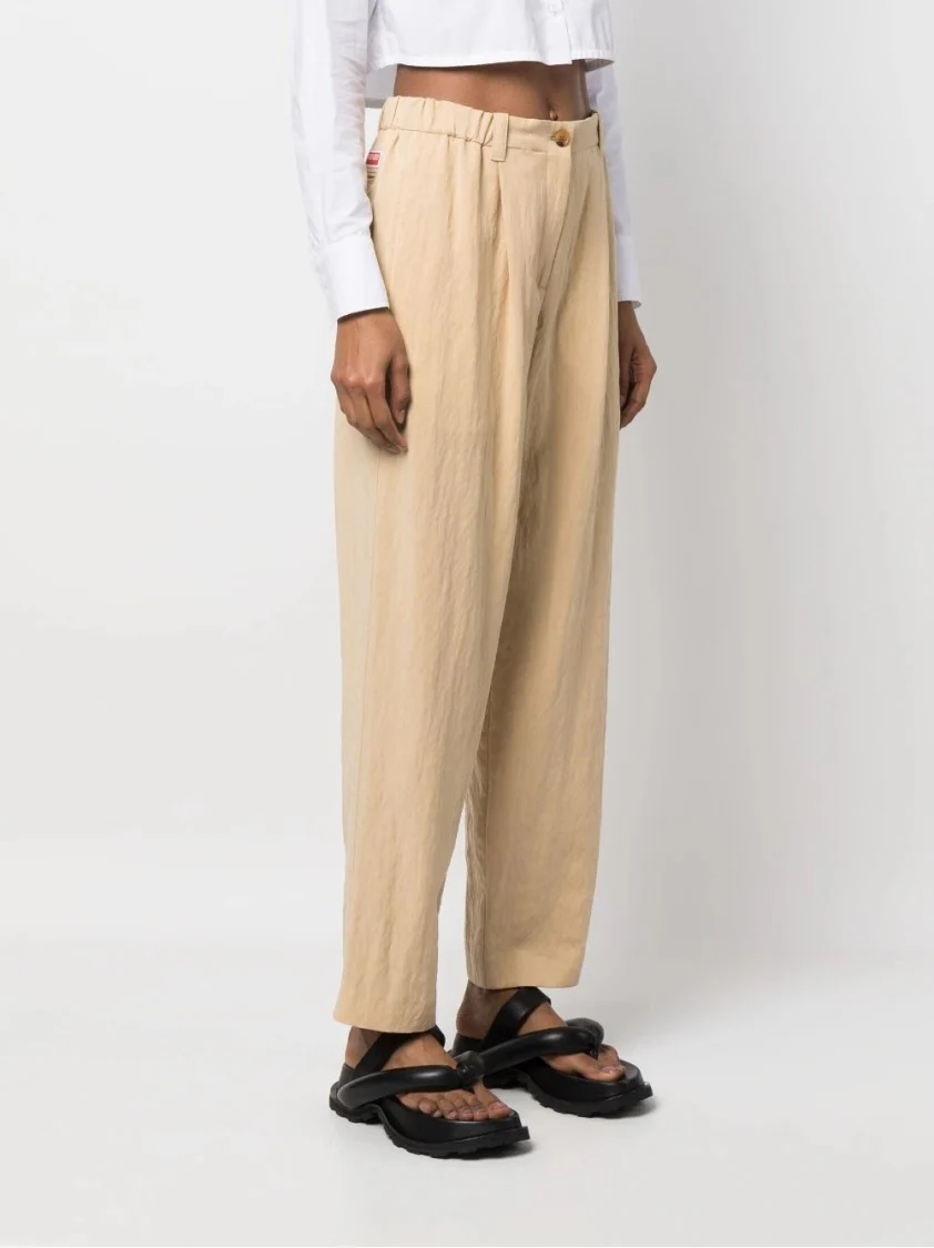 High-Waisted Beige Trousers