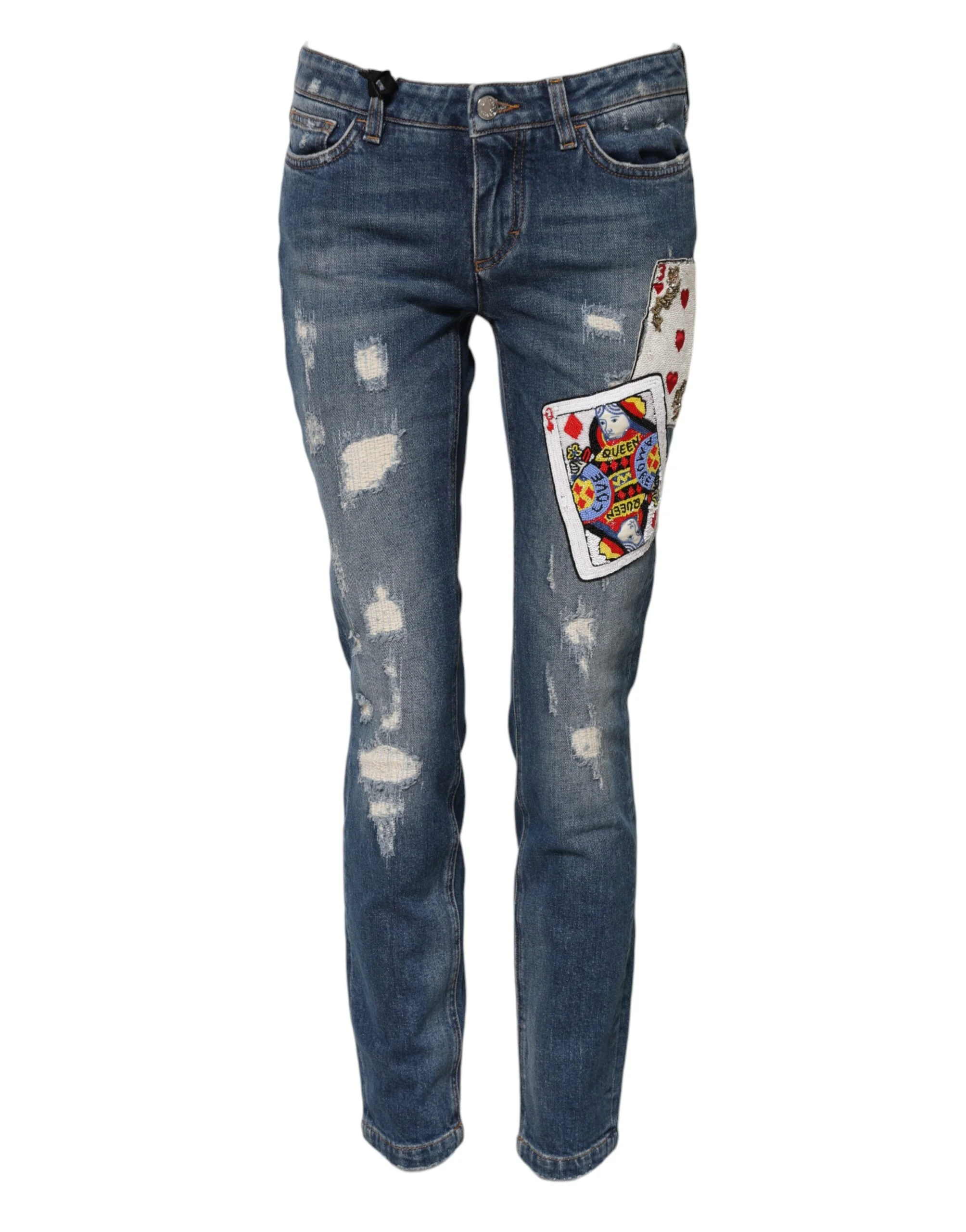 Dolce & Gabbana Play Card Embroidery Skinny Women's Jeans