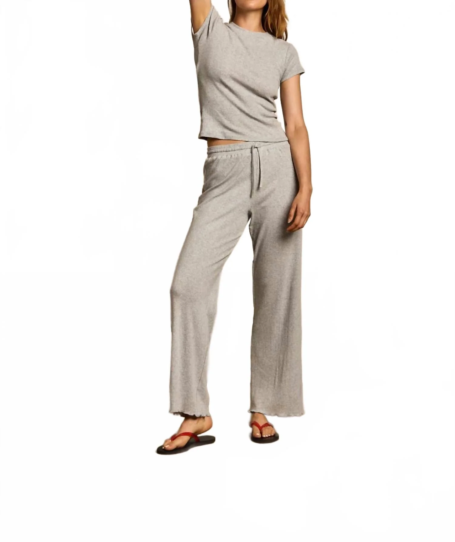 Mary Pointelle Pants In Heather Grey