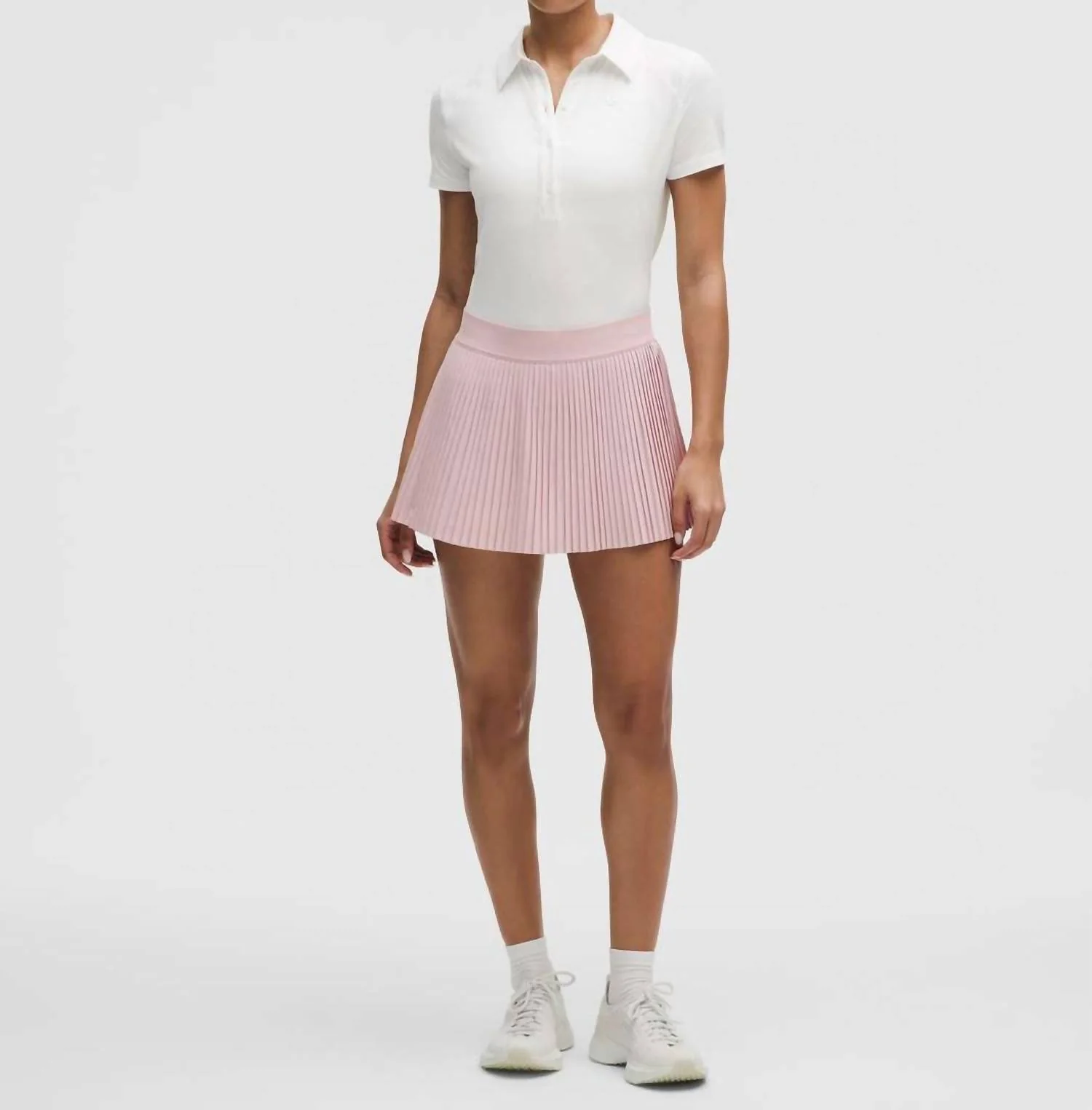 Varsity High Rise Pleated Tennis Skirt In Pink Haze