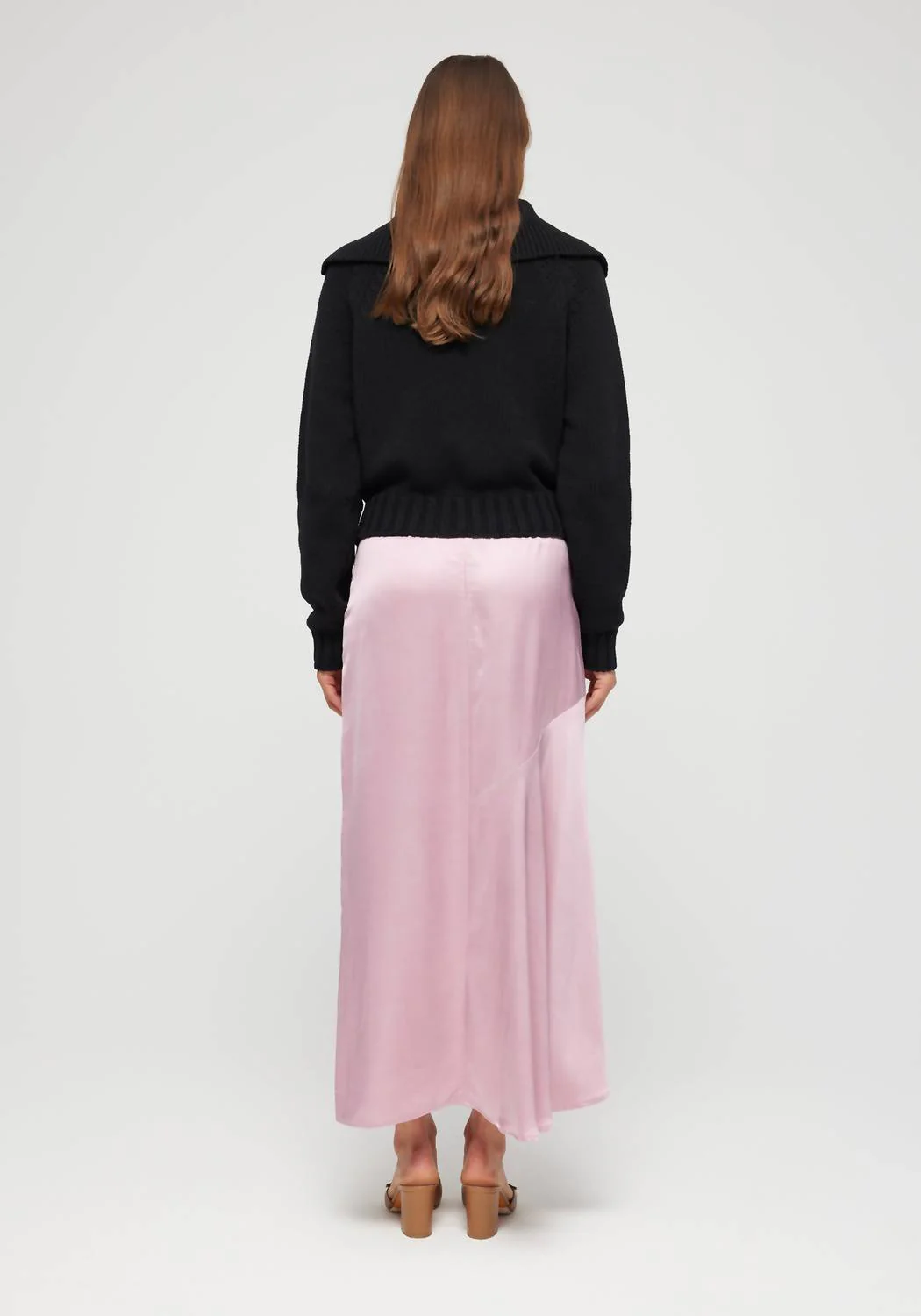 Asymmetrical Satin Skirt In Rose