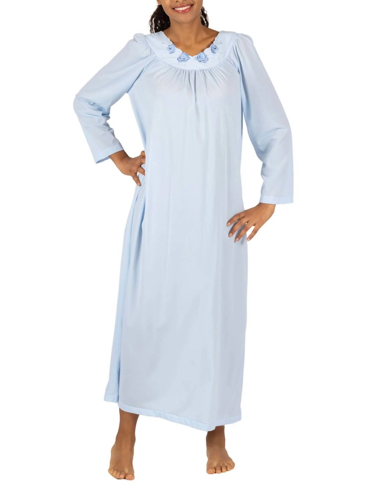 Petals 53 Inch Long Sleeve Gown In Bluebell