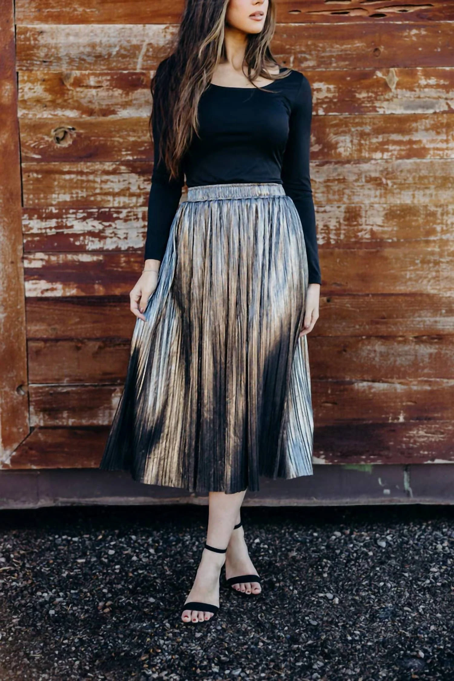 Pleated Skirt In Metallic