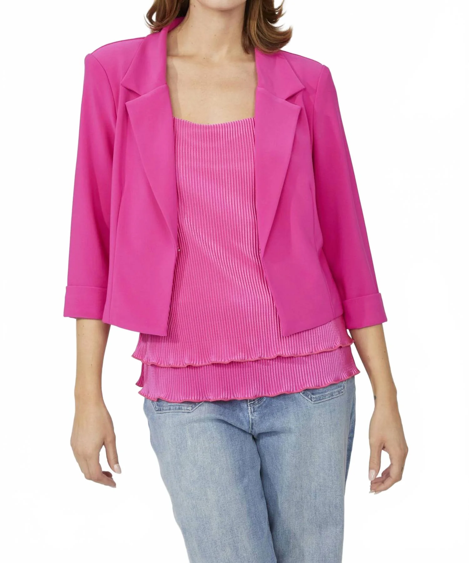 Knit Bolero Jacket In Bright Pink