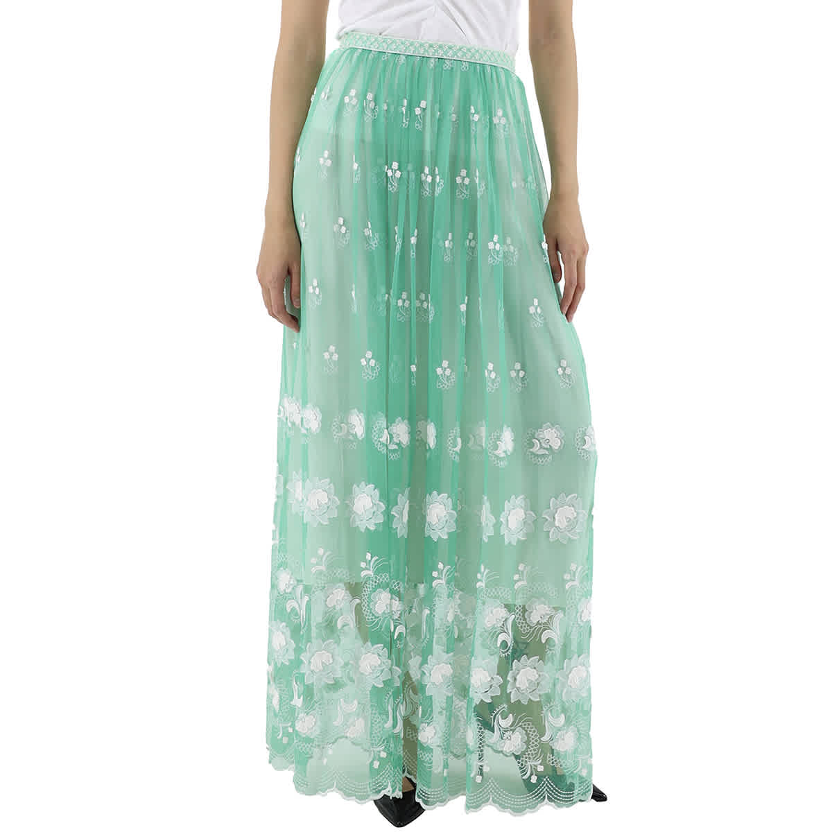 Burberry Ladies Floor-length Embroidered Tulle Skirt