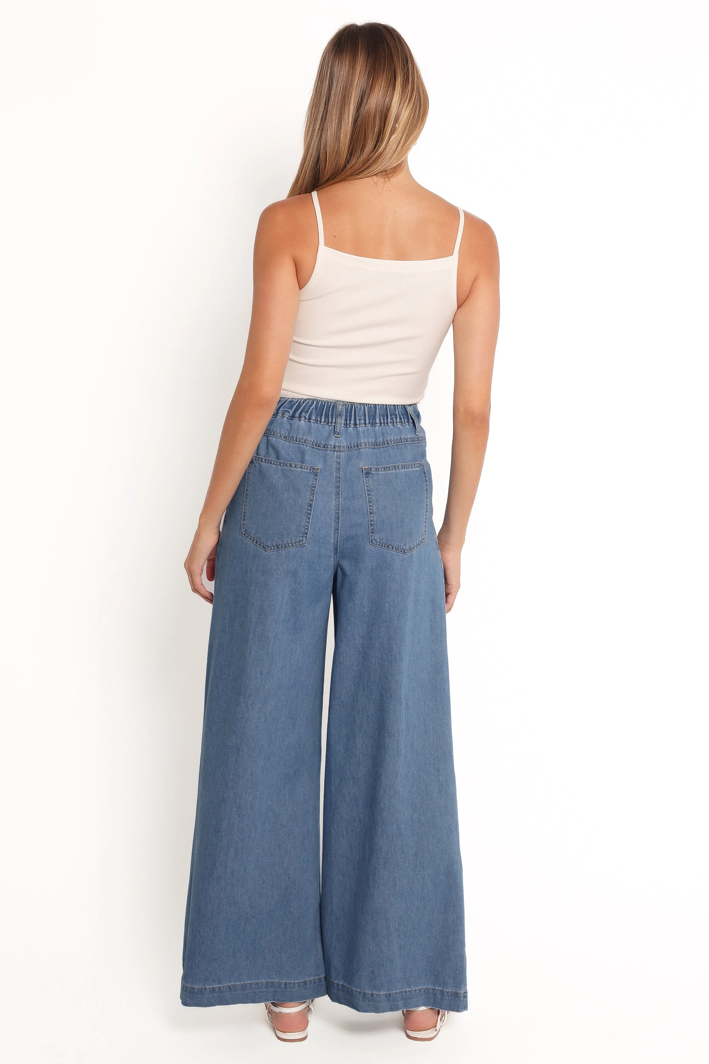Rosalee Chambray Wide Leg Pant - Medium Denim