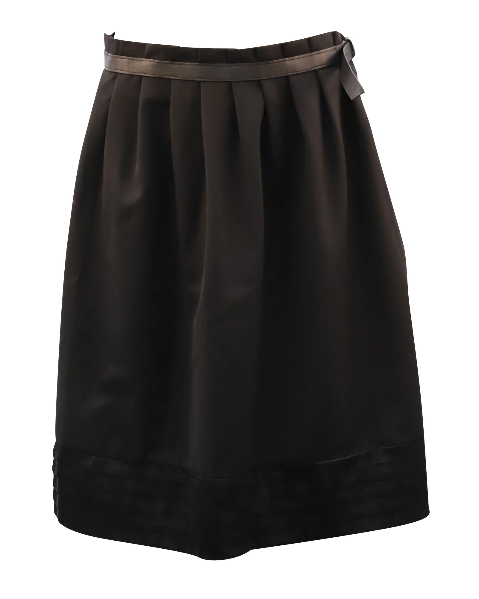 Viktor & Rolf Belted Pleated Skirt in Black Wool