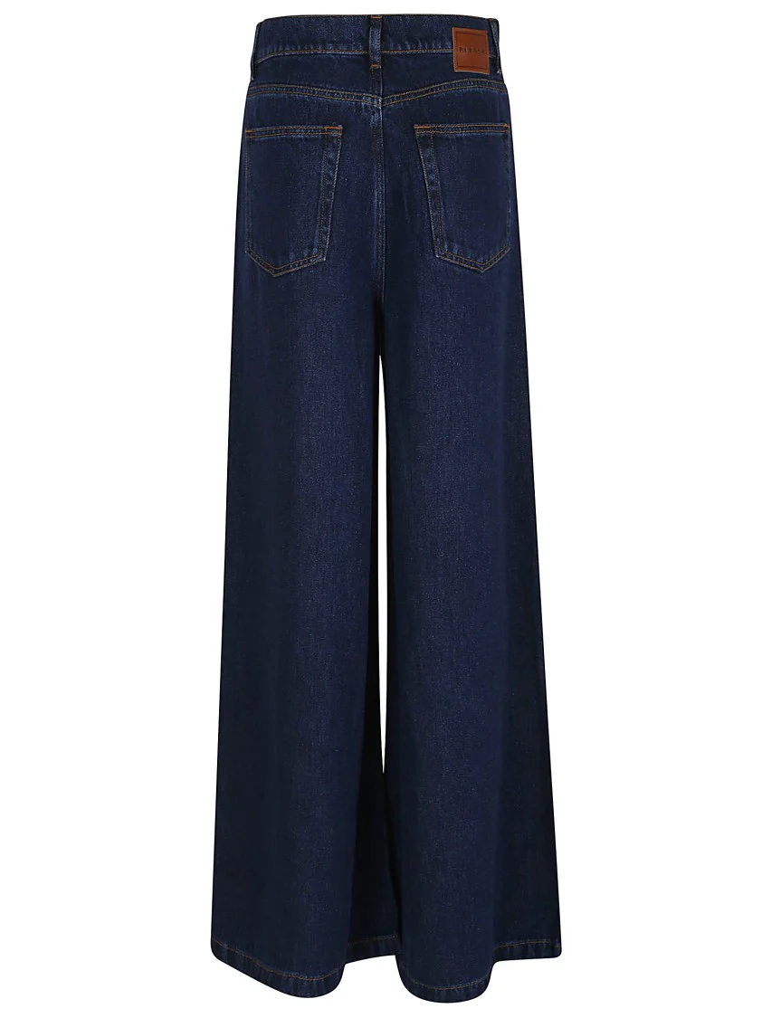 Wide Trousers With Hidden Fly Closure And Classic Five-Pocket Design