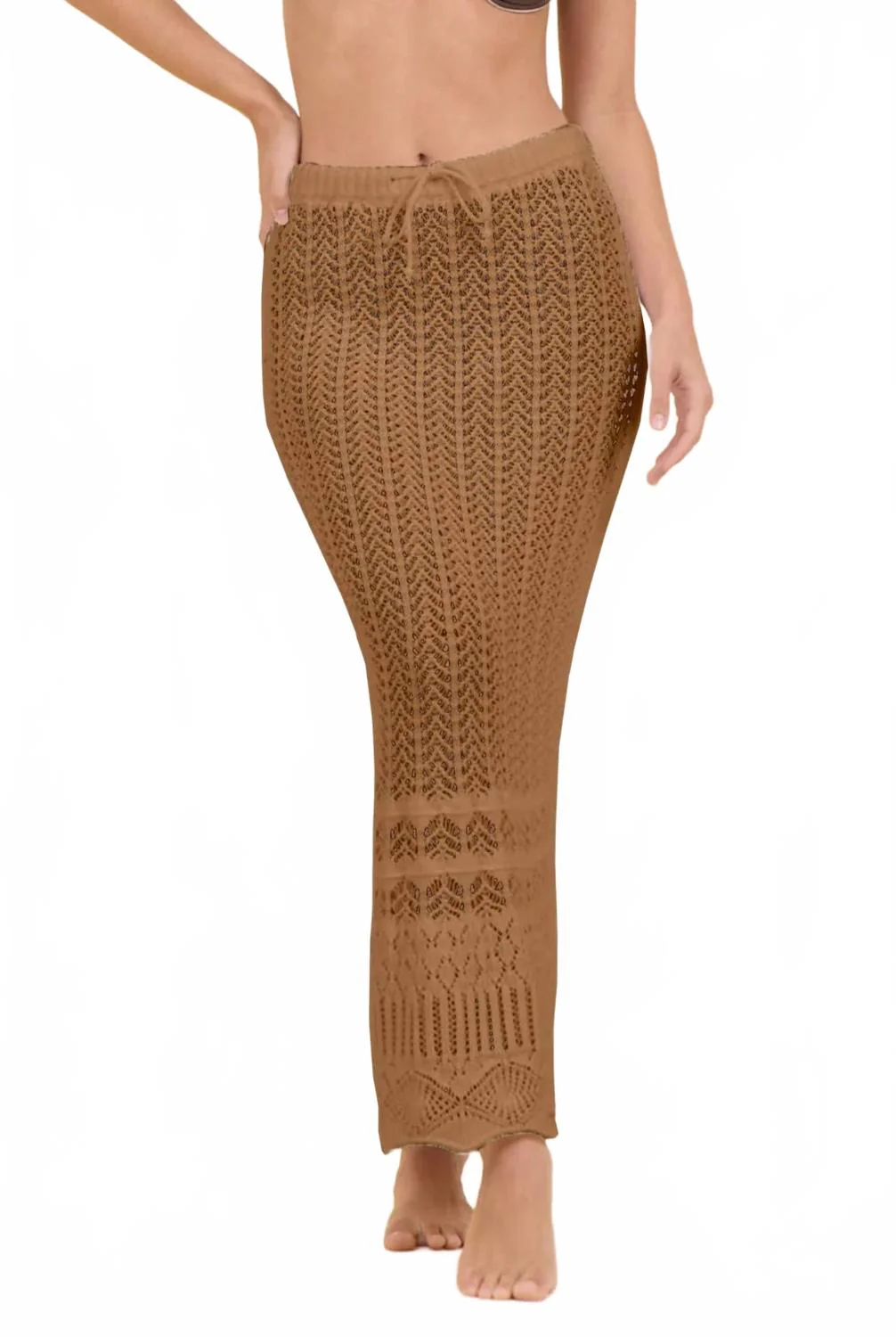 Island Tan Crochet Maxi Skirt