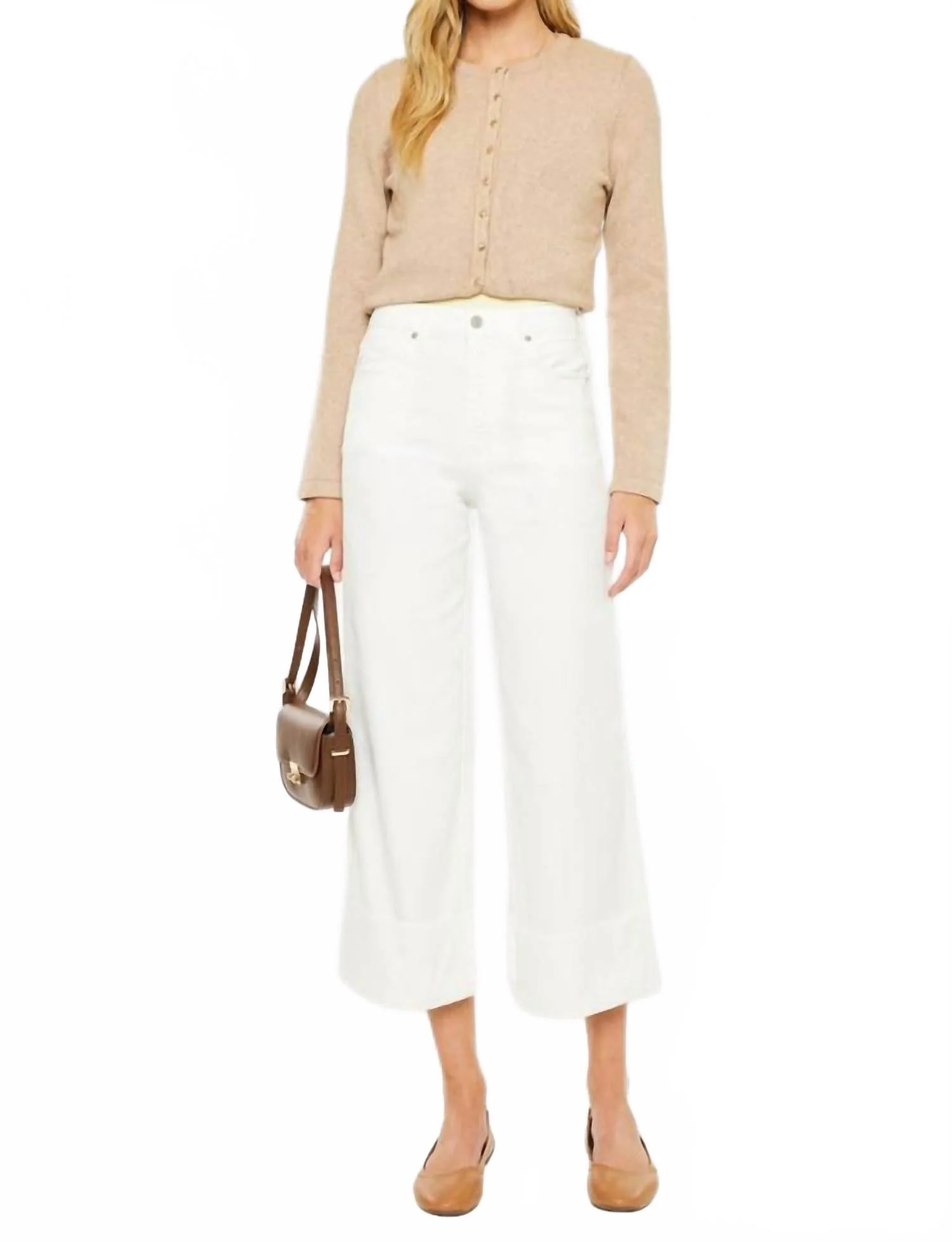 Ultra High Rise 90's Cropped Wide Leg Jeans In White