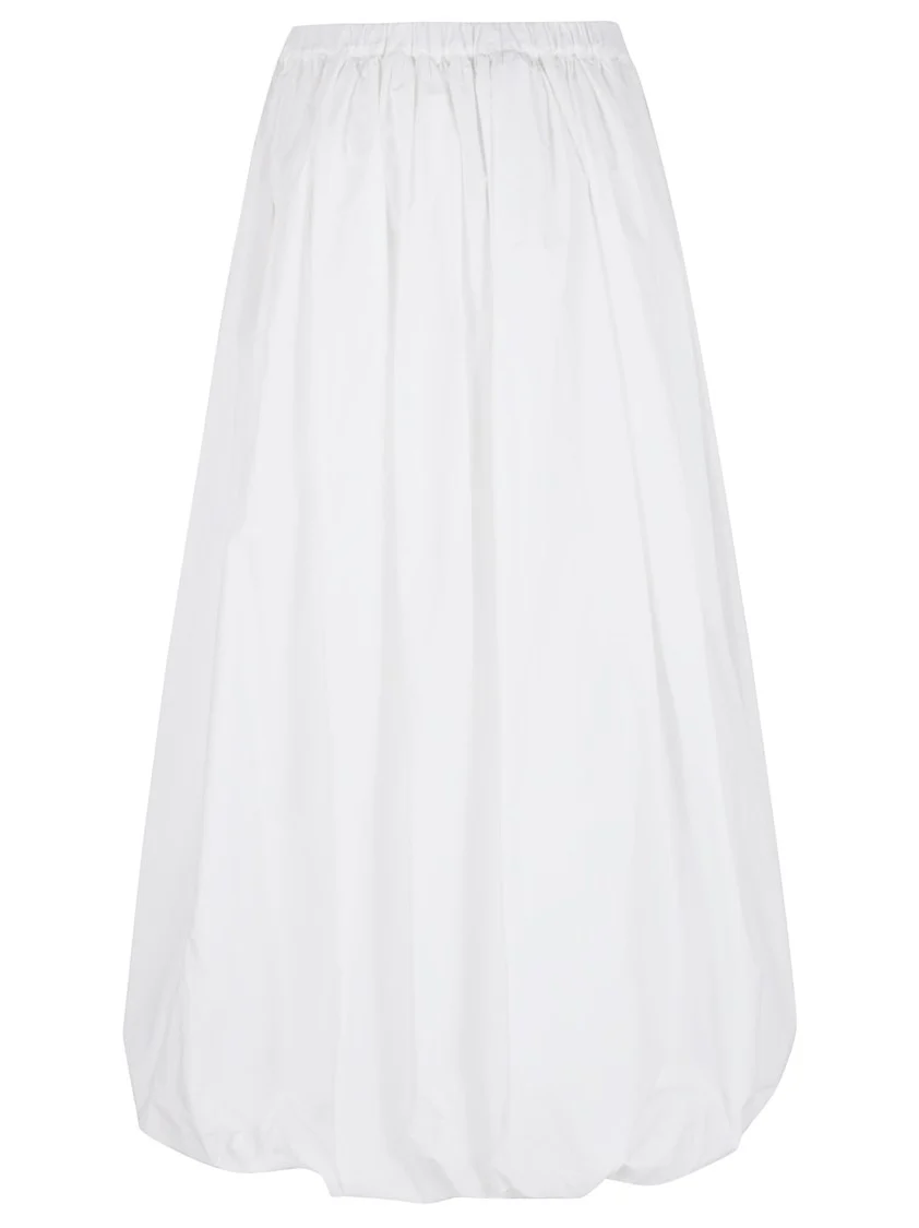 Ankle-Length White Cotton Gathered Skirt
