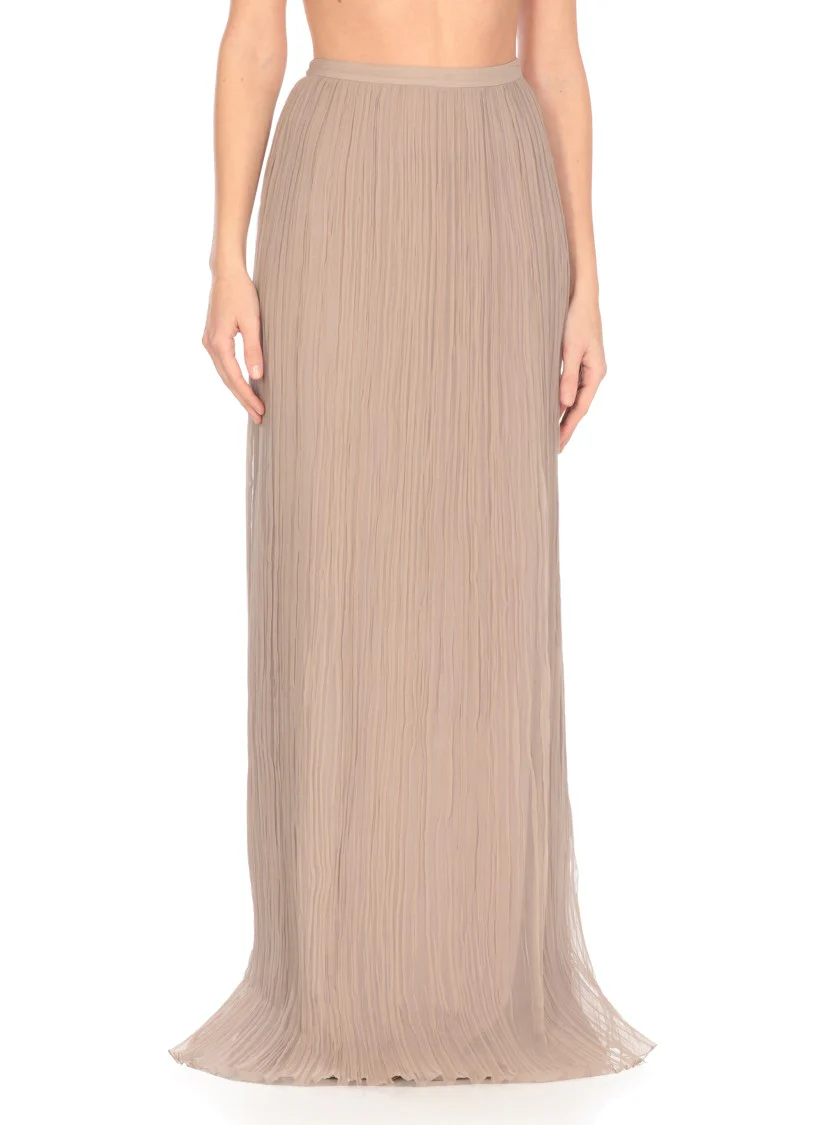Beige Silk Maxi Skirt
