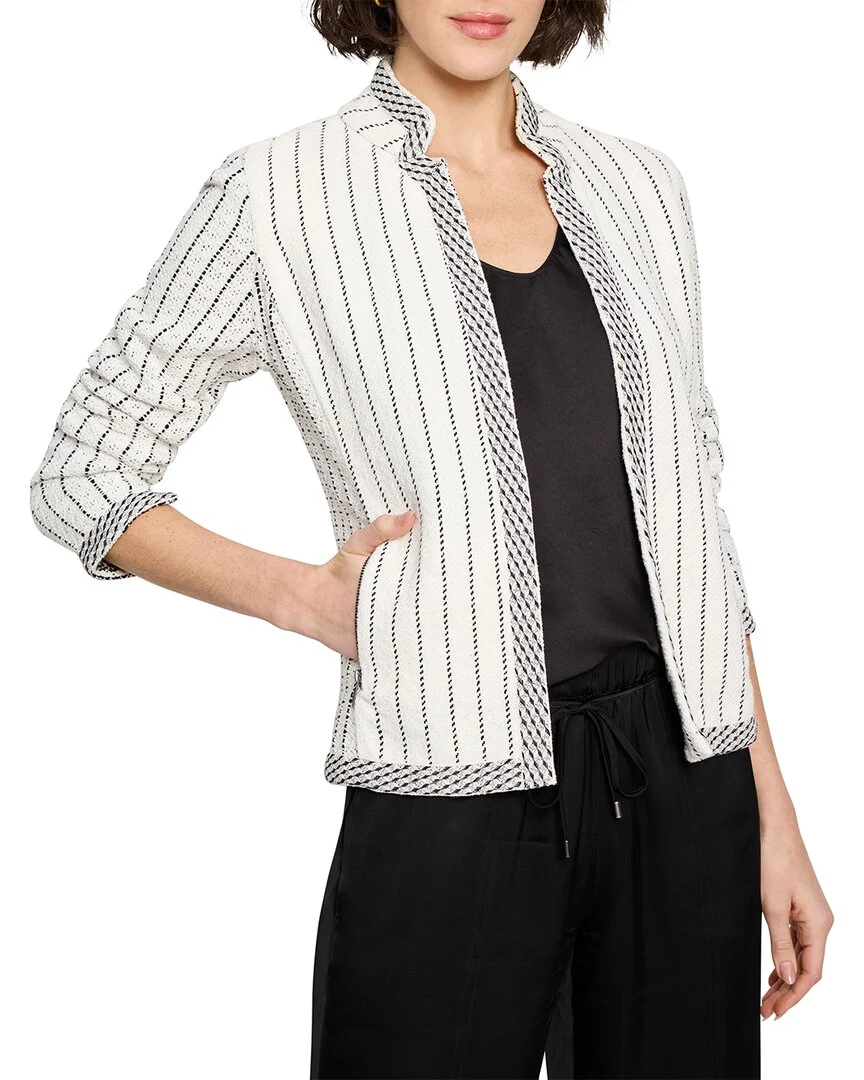 NIC+ZOE Pinstripe Notch Collar Knit Jacket