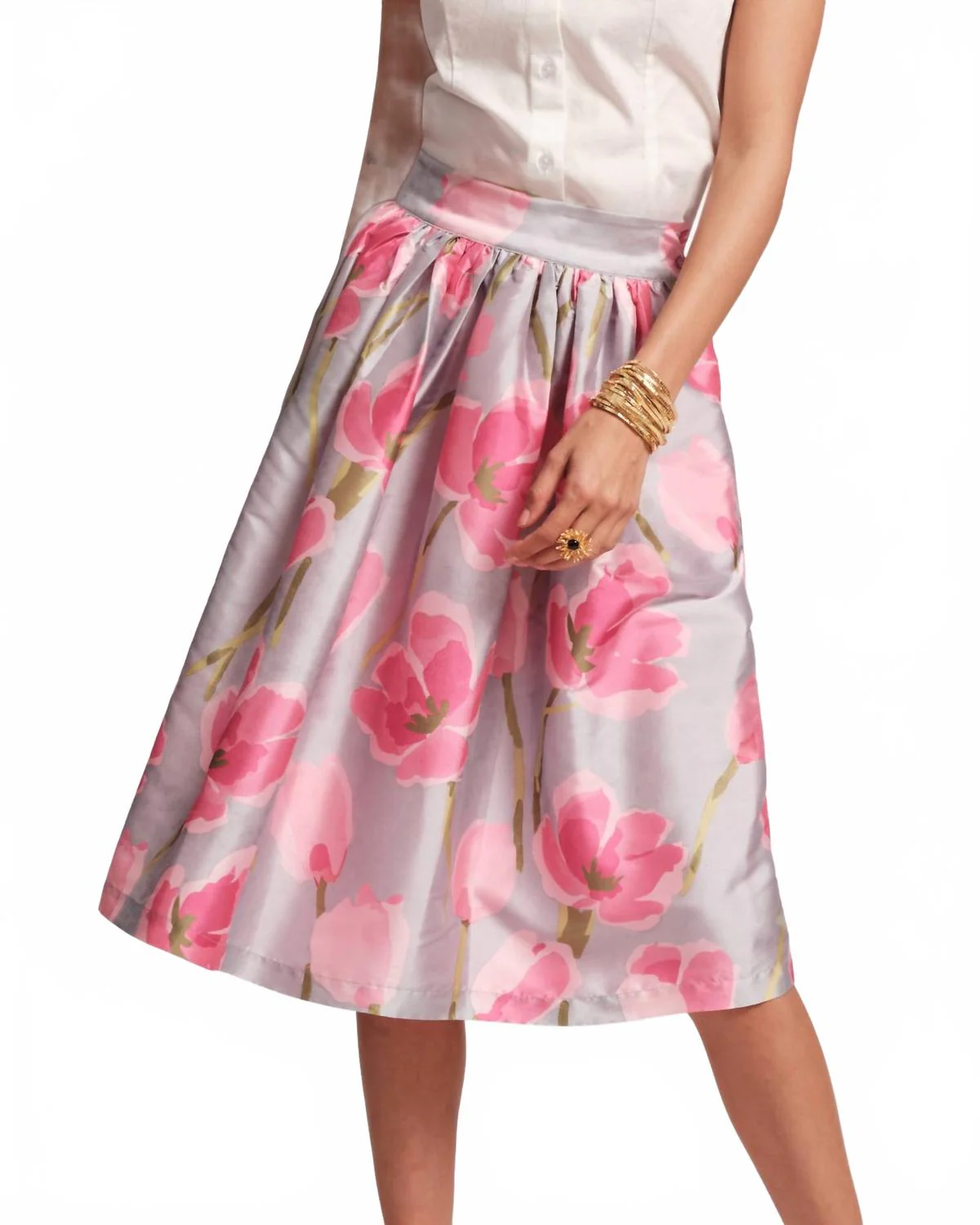 Barbara Midi Skirt In Grey/pink