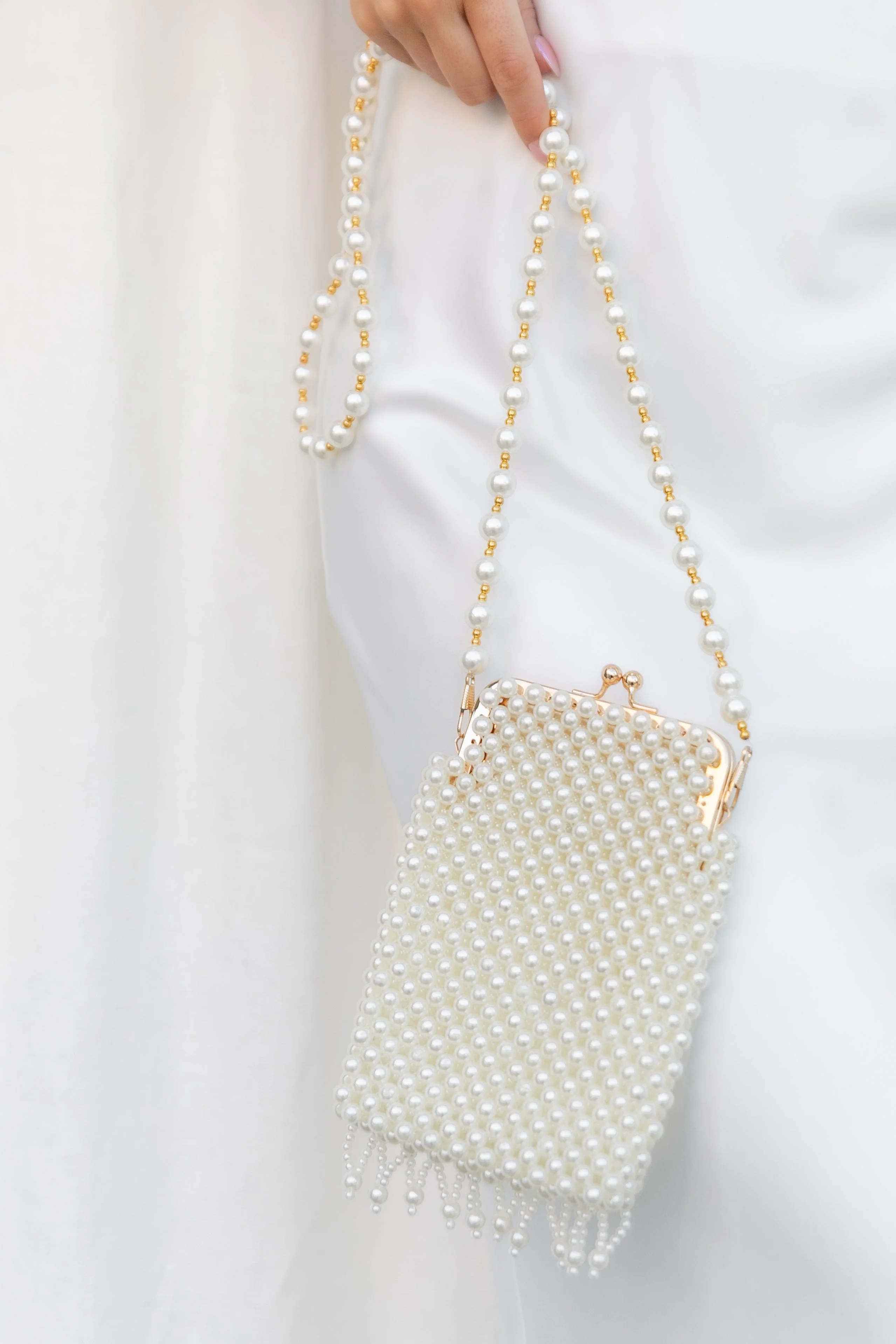 Manon Small Beaded Bag - Pearl