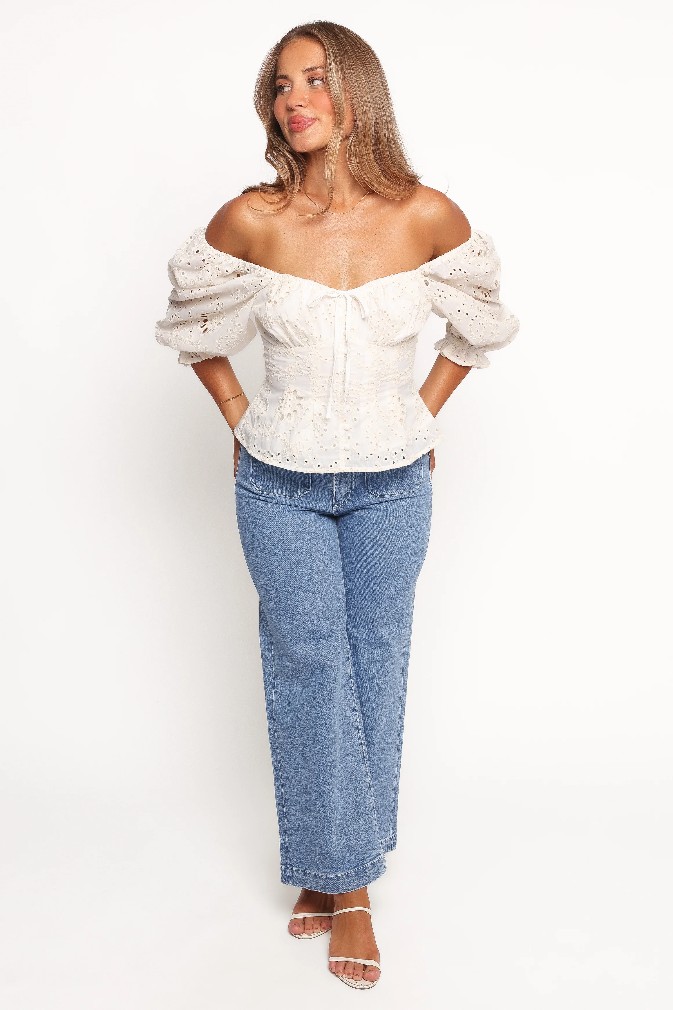 Mairead Eyelet Top - Cream