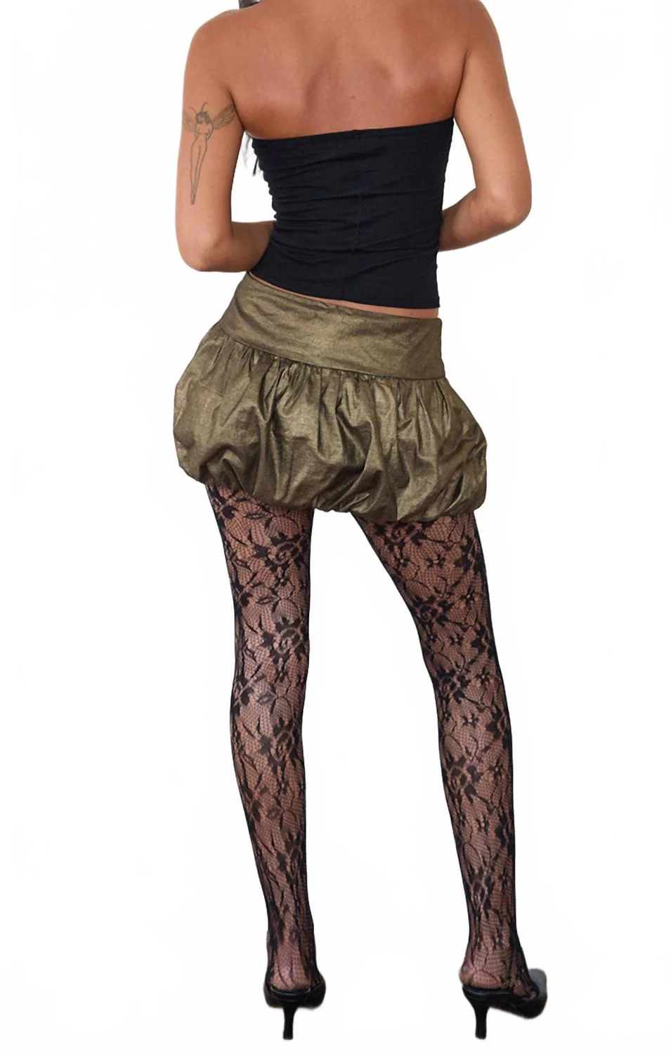 Metalic Sisla Puff Skirt In Gold