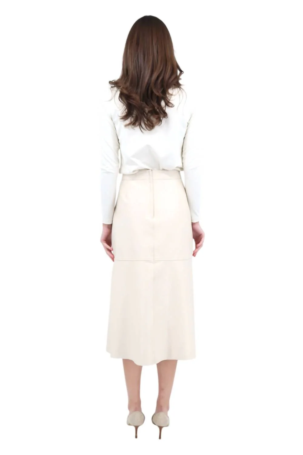 A-Line Midi Skirt In Beige