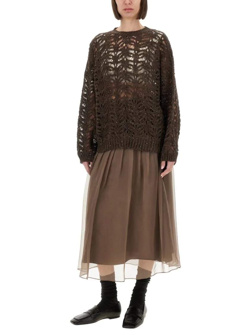 Silk Pleated Midi Skirt