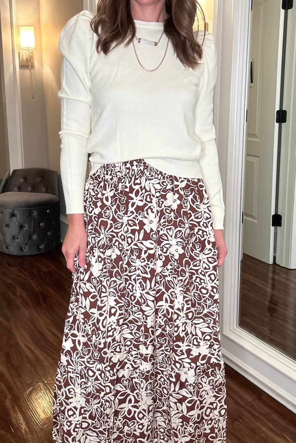 Smocked Waist Floral Maxi Skirt In Multi