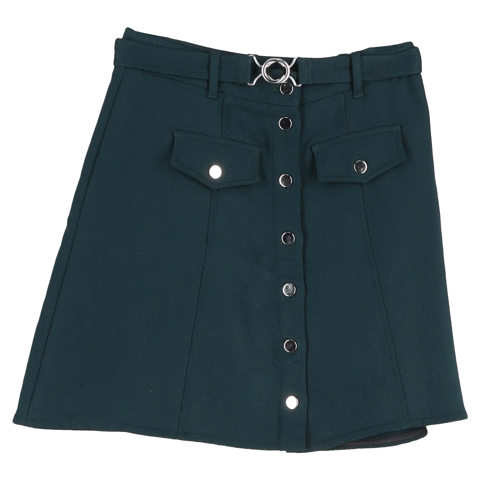 Maje Jibrali Buttoned Mini Skirt in Green Polyester