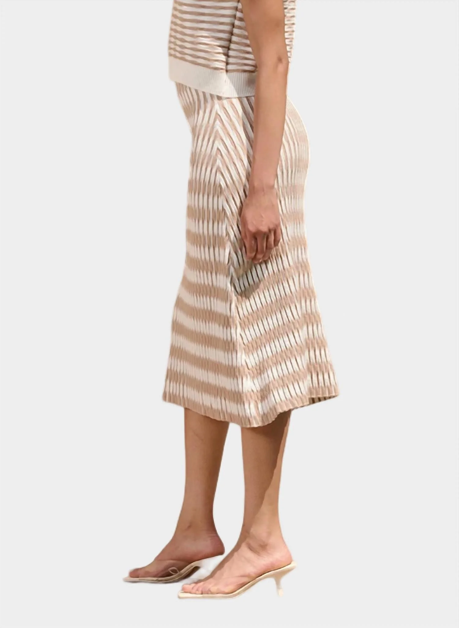 Newport Knit Skirt In Beige/white