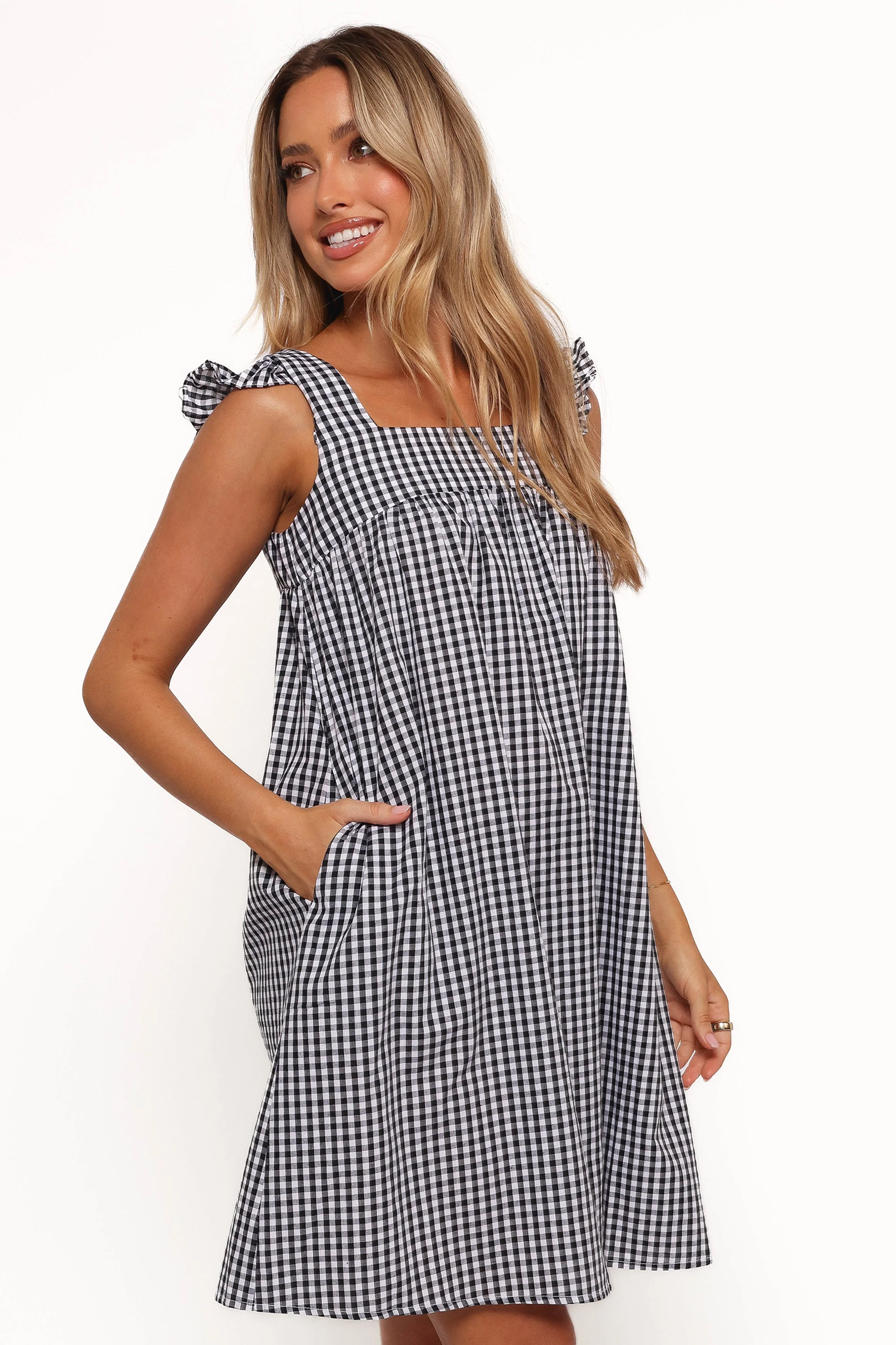 Nola Mini Dress - Black Gingham