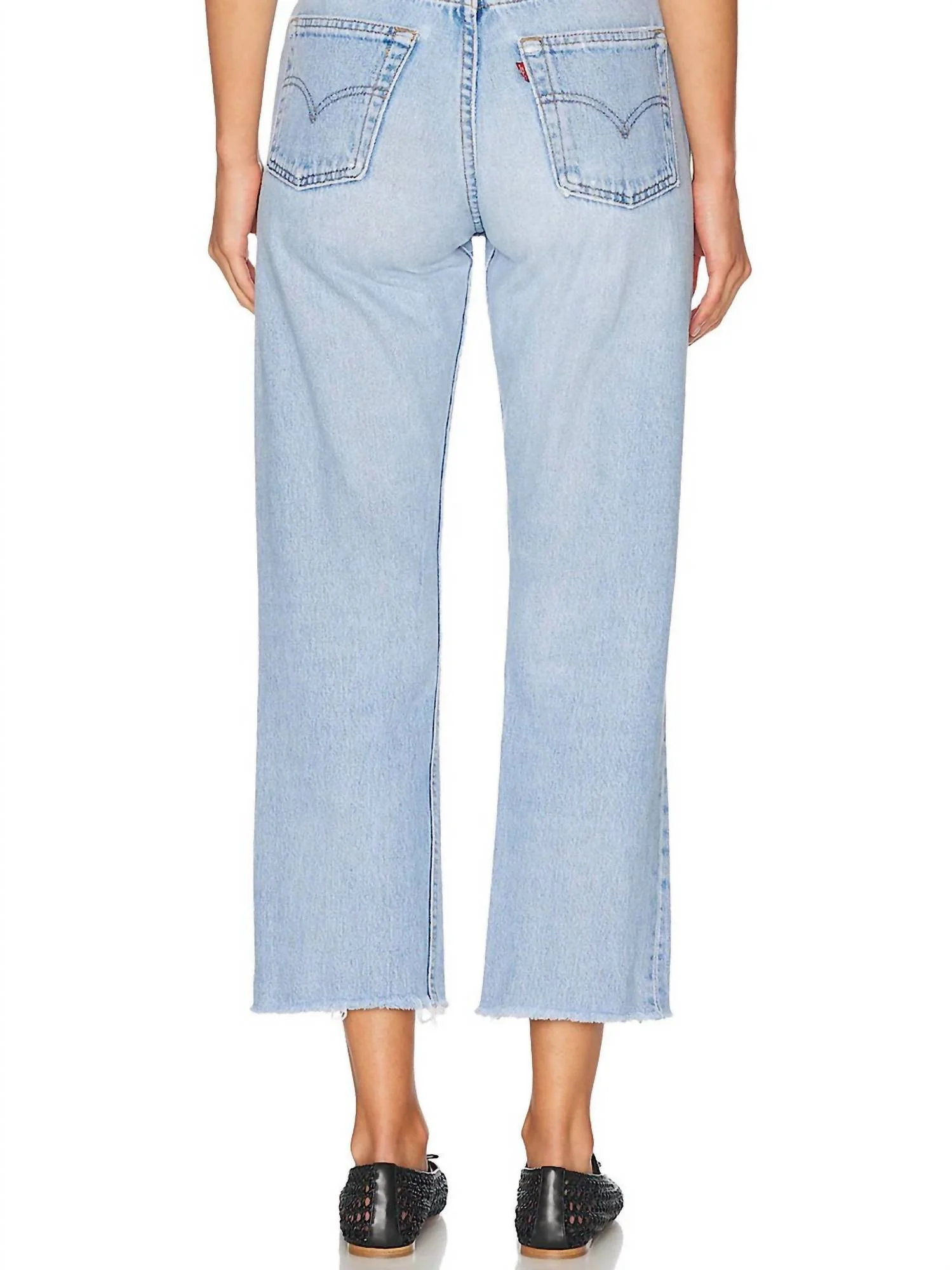 Relaxed Undone Hem Straight Jean In Light Wash