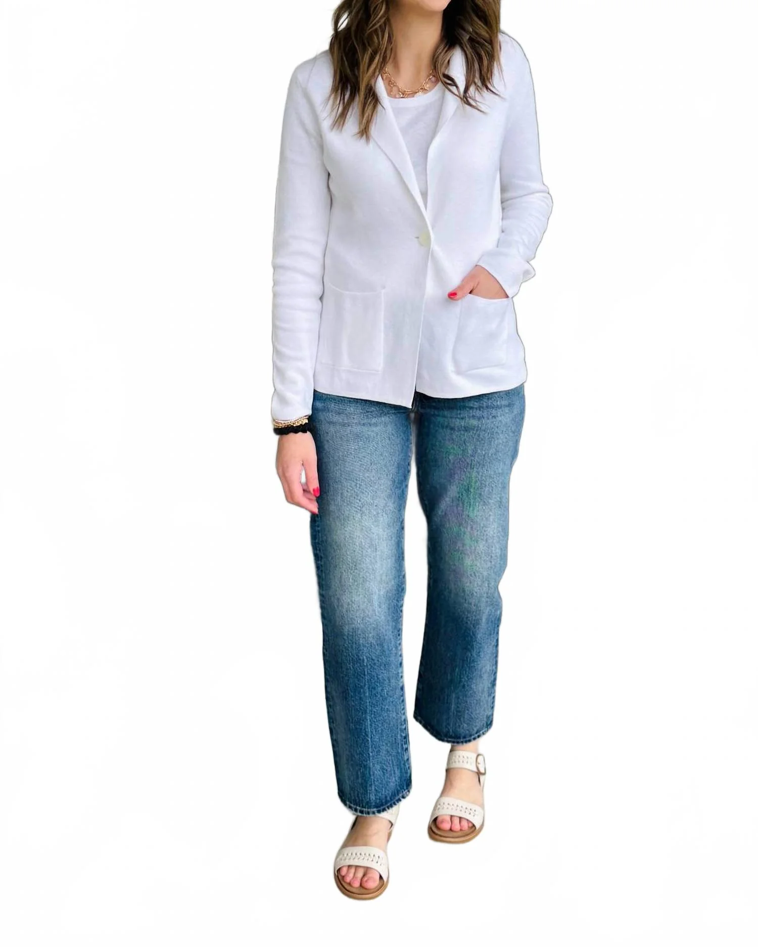 Knit Blazer In White