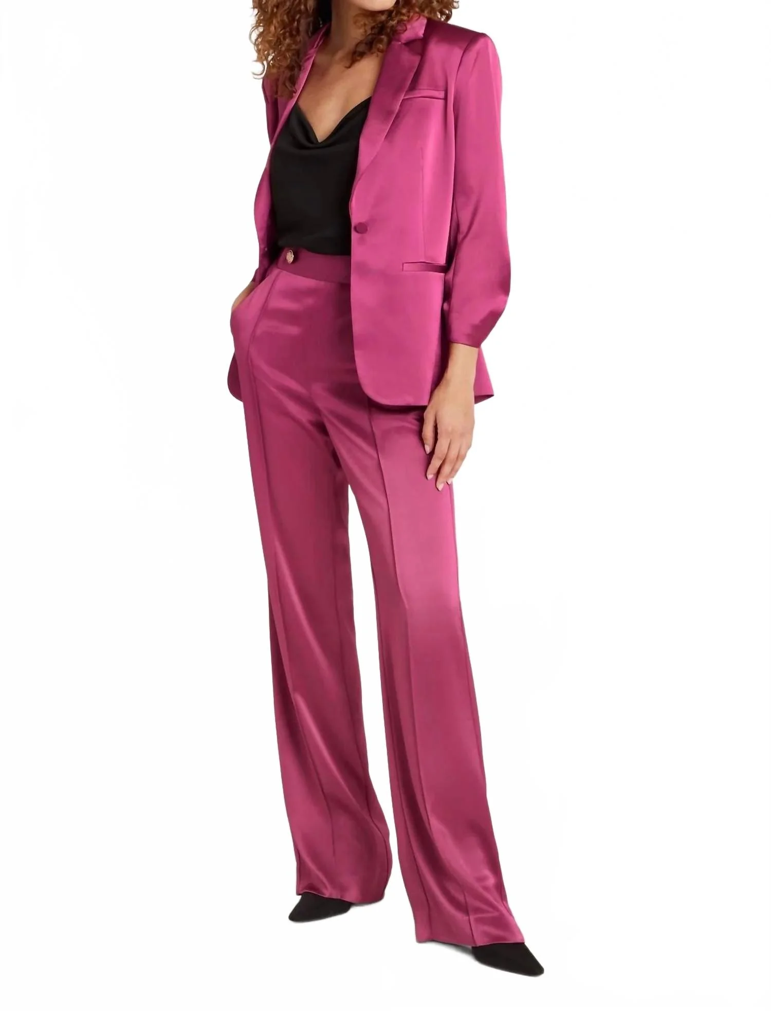 Rainer Mid Rise Wide Leg Pant In Dark Ube