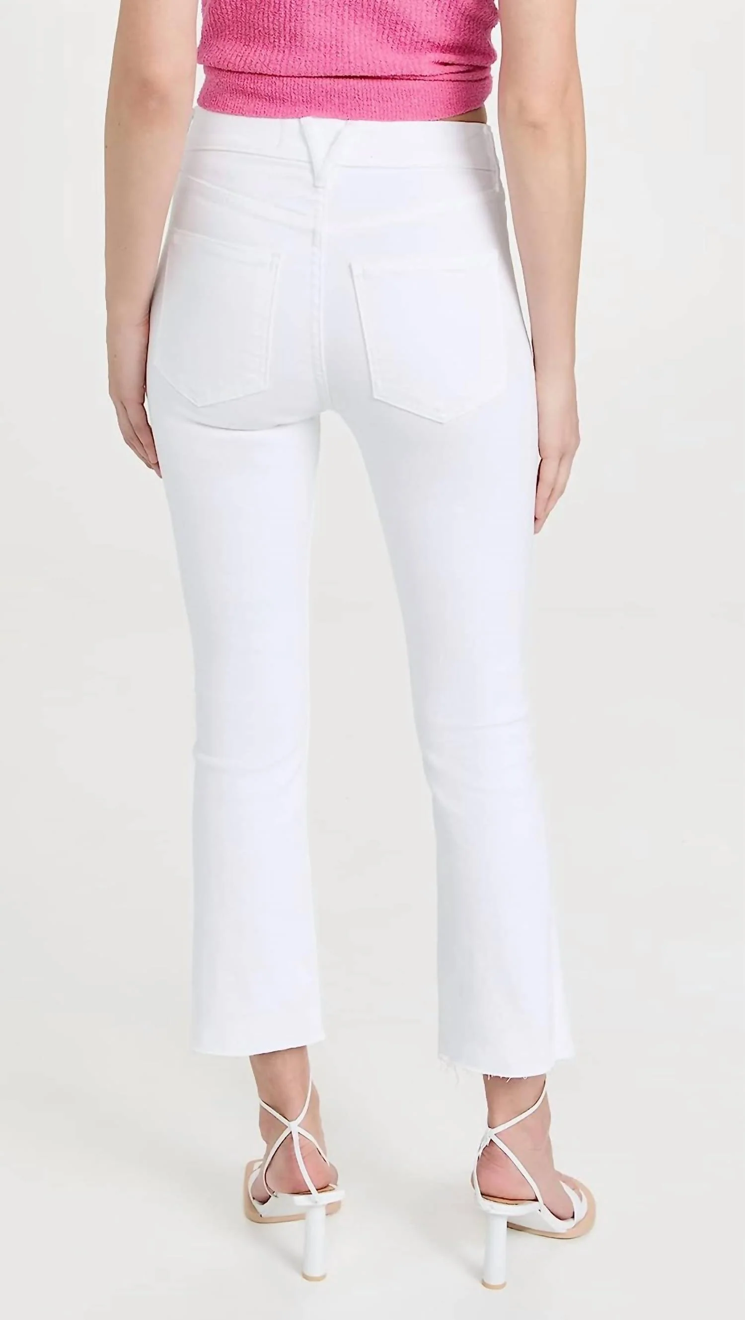 Carly Kick Flare Raw Hem Jeans In White