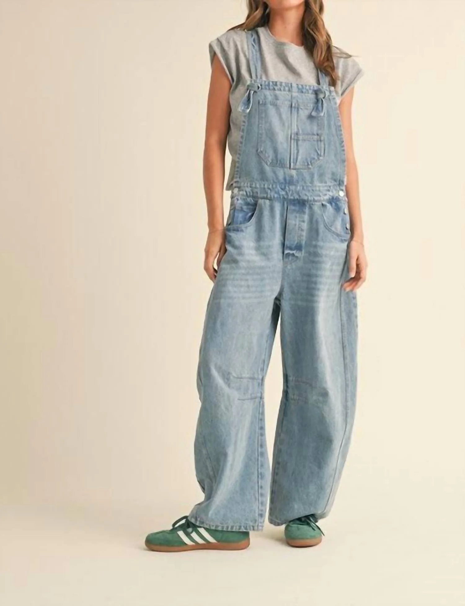 Ricky Barrel Leg Overall In Classic Denim