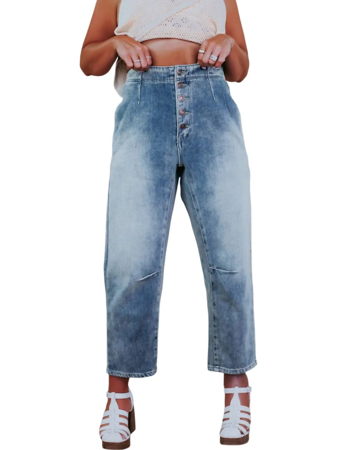 Barrel Denim Jeans In Blue