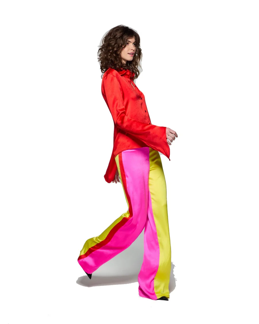 Colour Block Trouser - Bright Pink/Yellow/Red